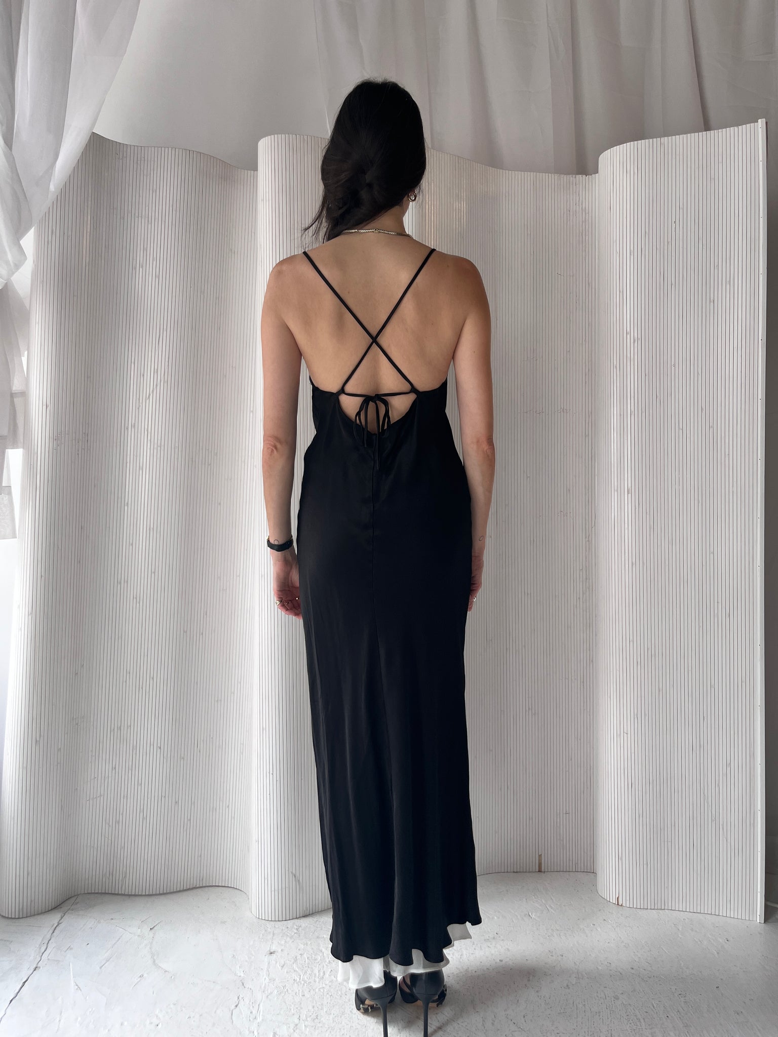 Dissh black layered slip dress