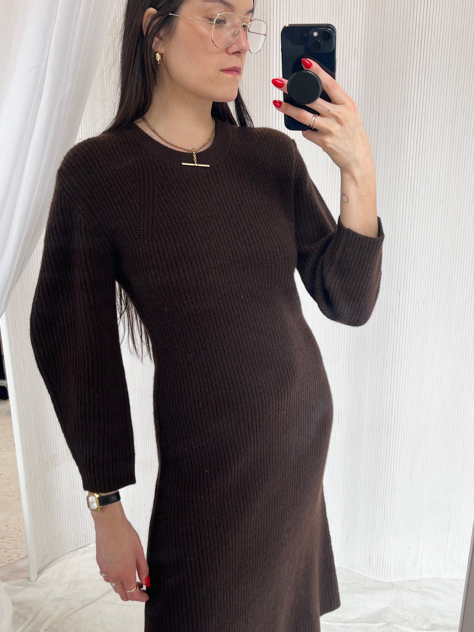 brown cashmere dress