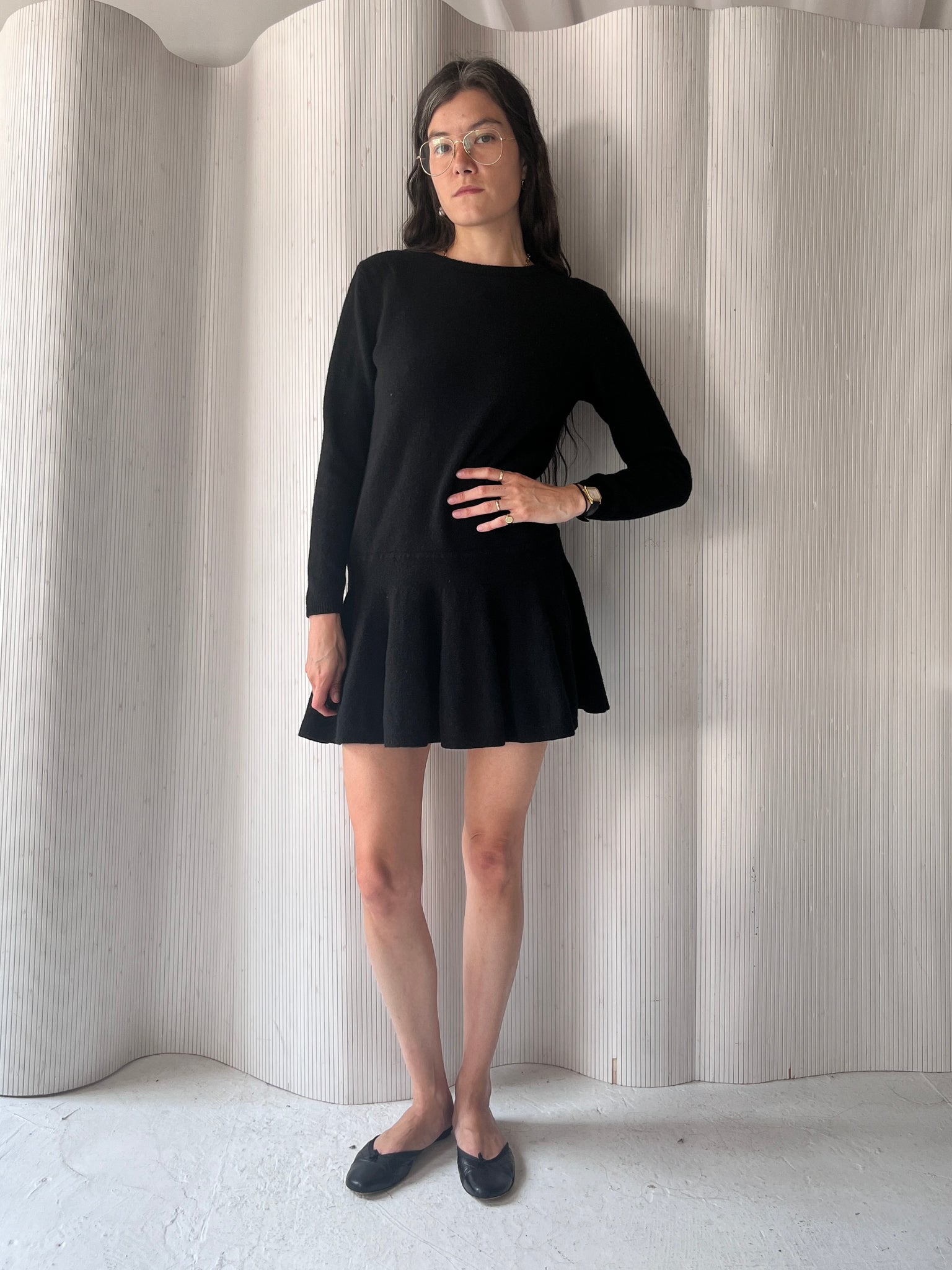 Ganni black wool dress