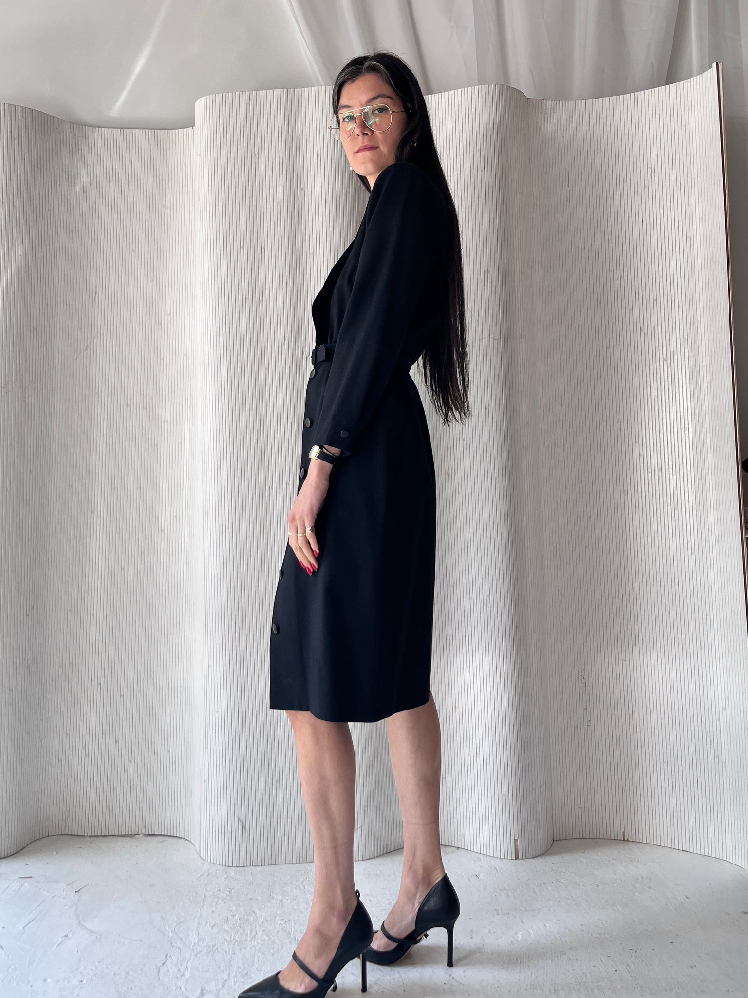 Dior Black Wool Belted Dress