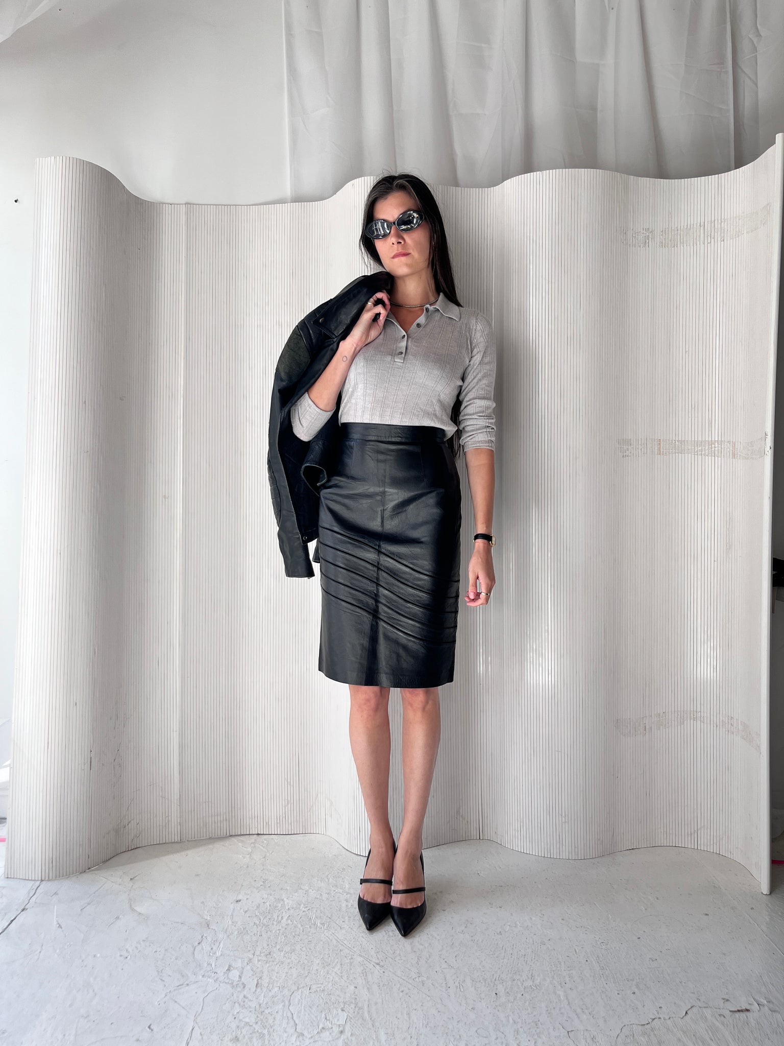 Loewe Vintage Leather Pencil Skirt