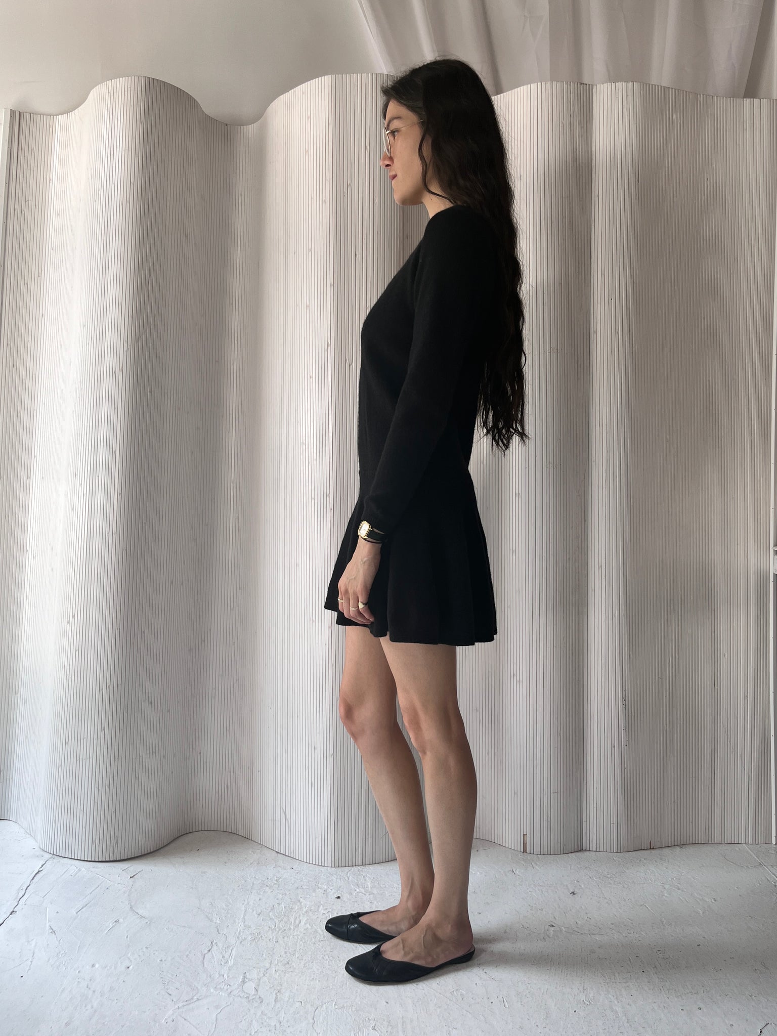 Ganni black wool dress