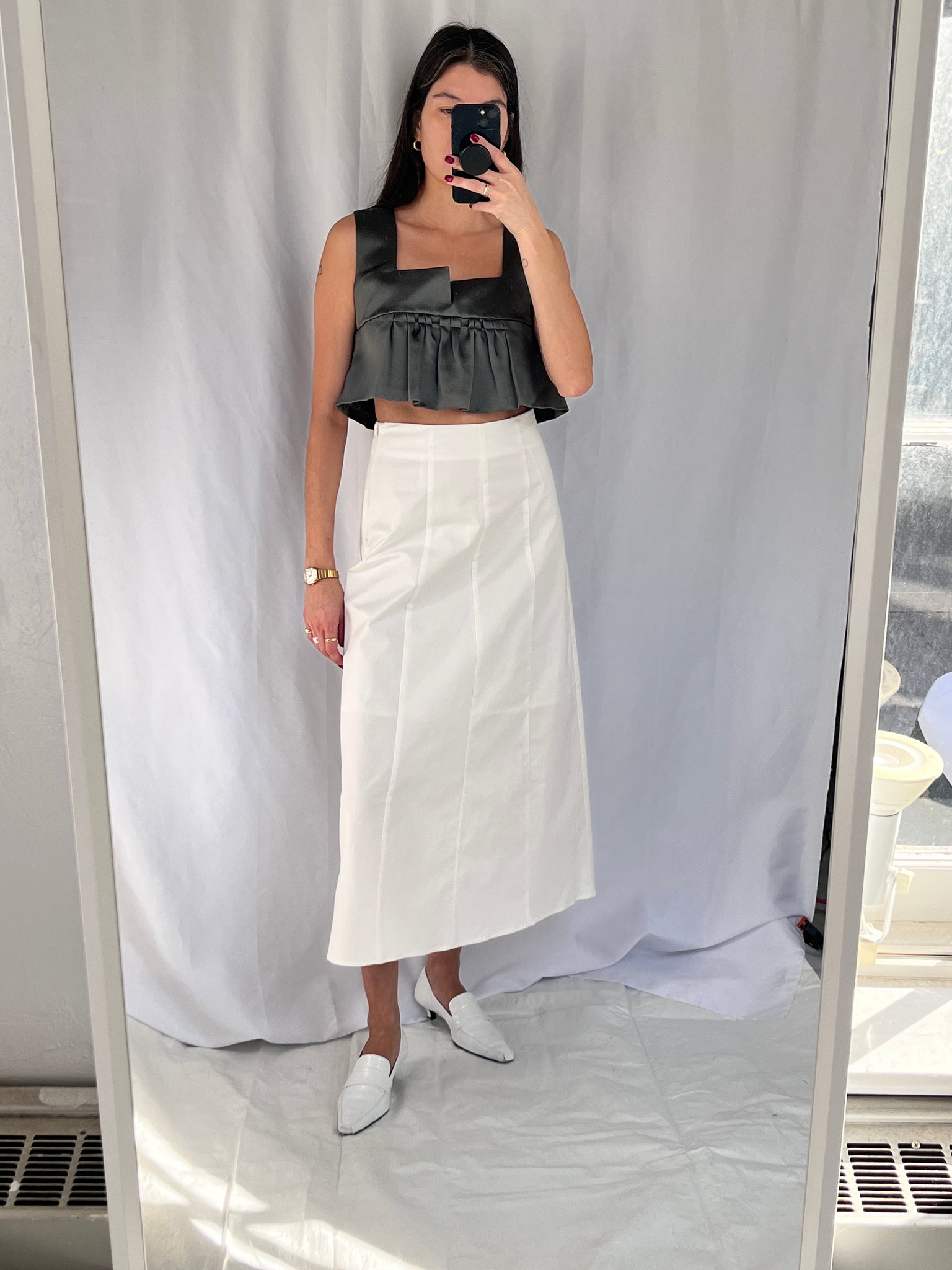 White a-line skirt
