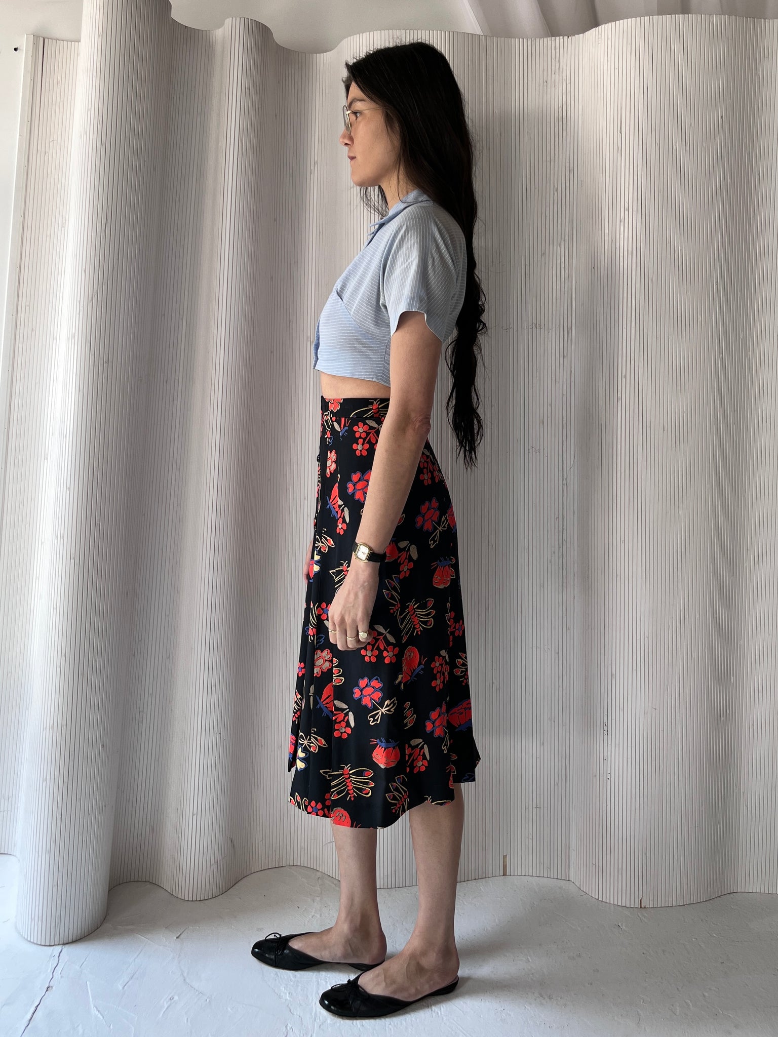 1980s Chloé silk skirt + scarf set