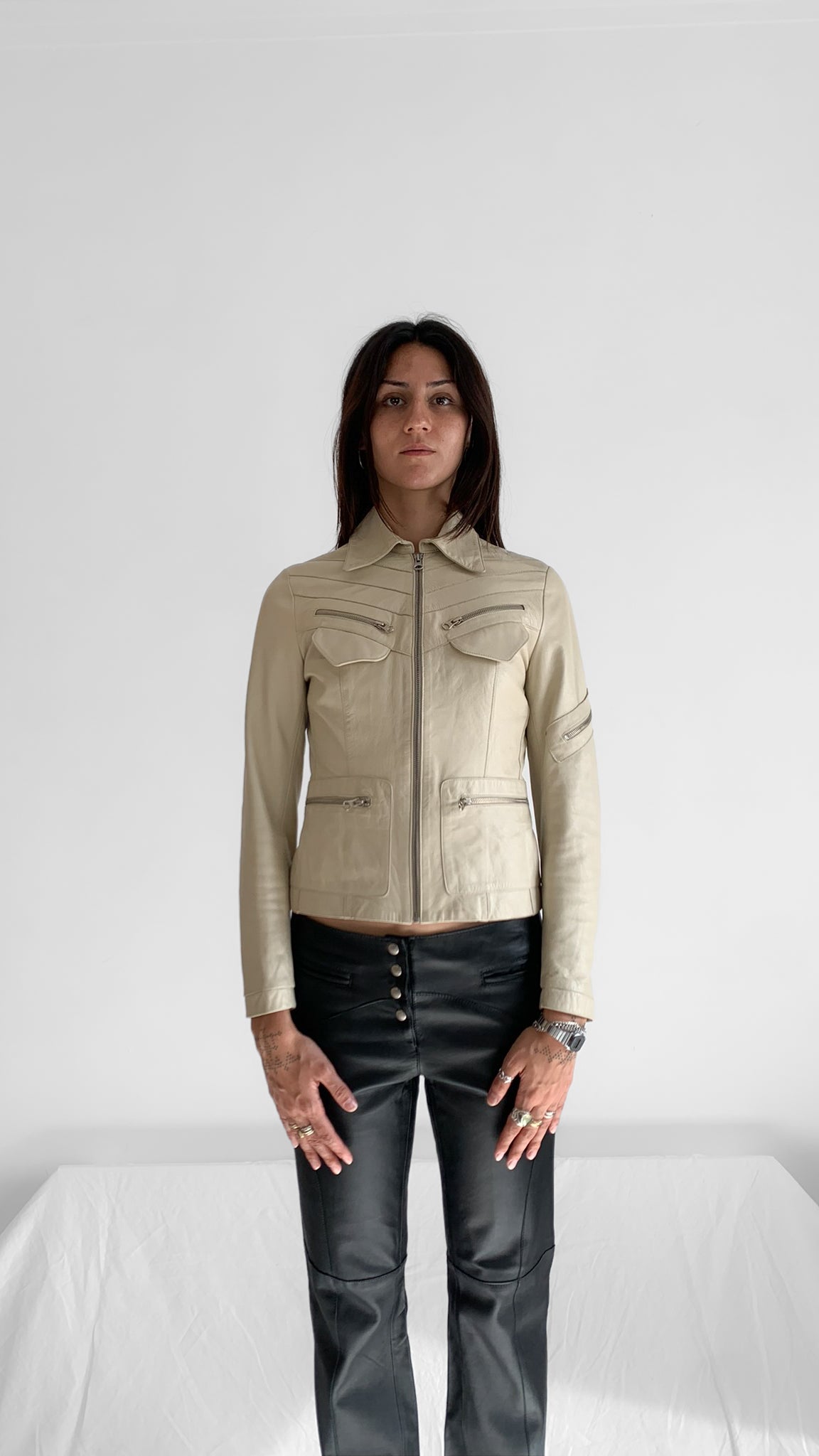 Crema Multi-Zip Leather Jacket