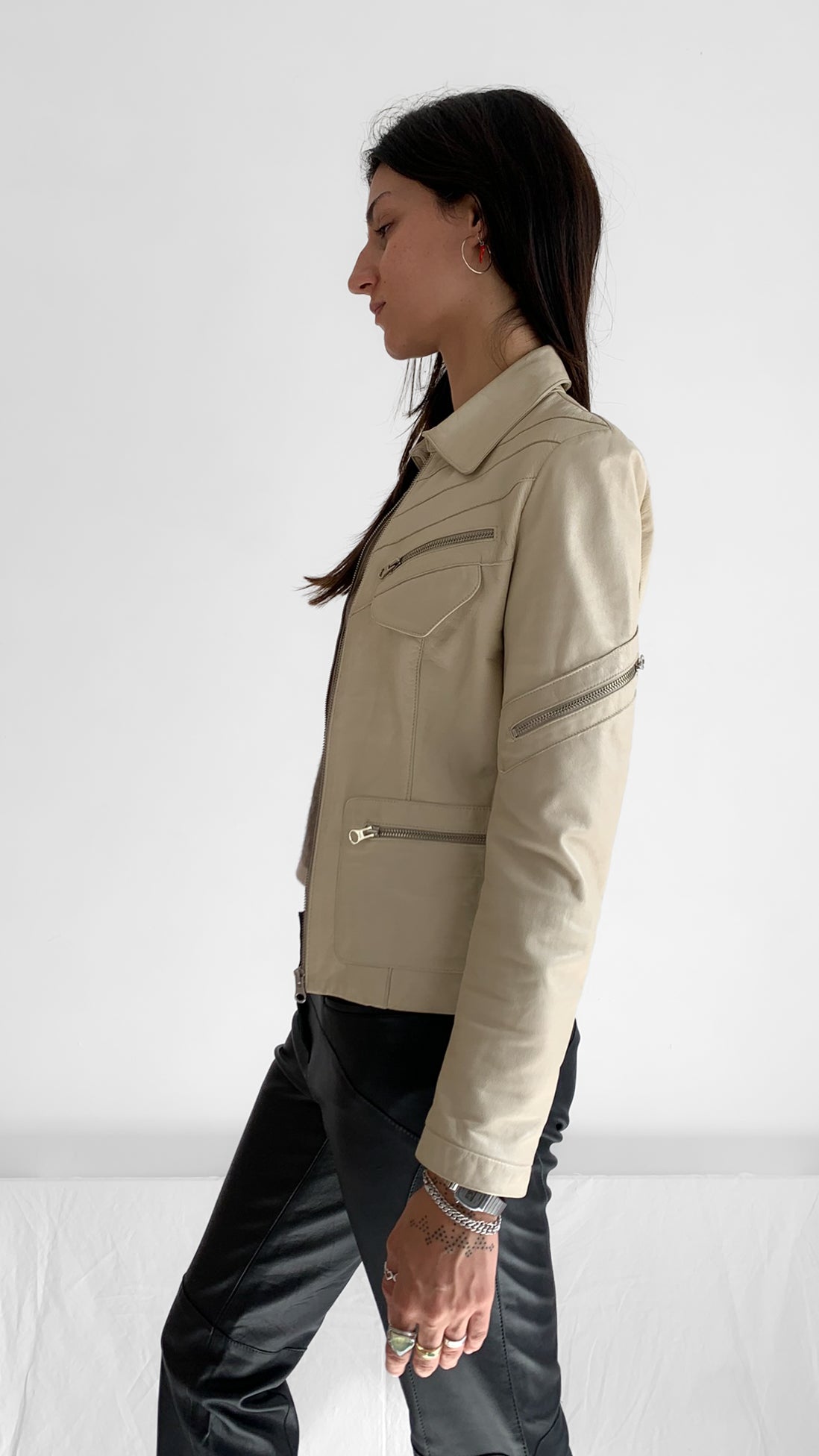 Crema Multi-Zip Leather Jacket