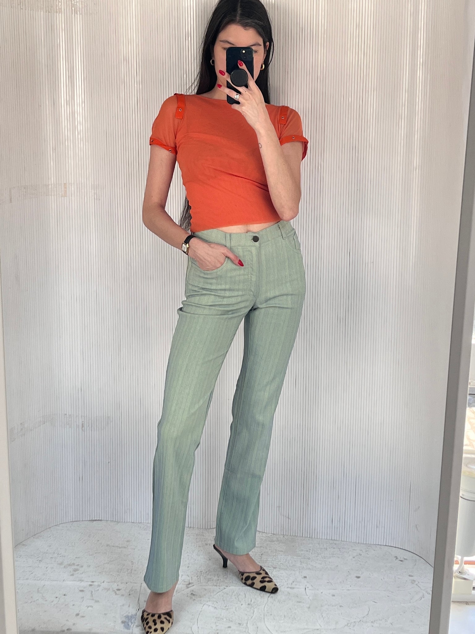 Golf & Golf metallic seafoam pant