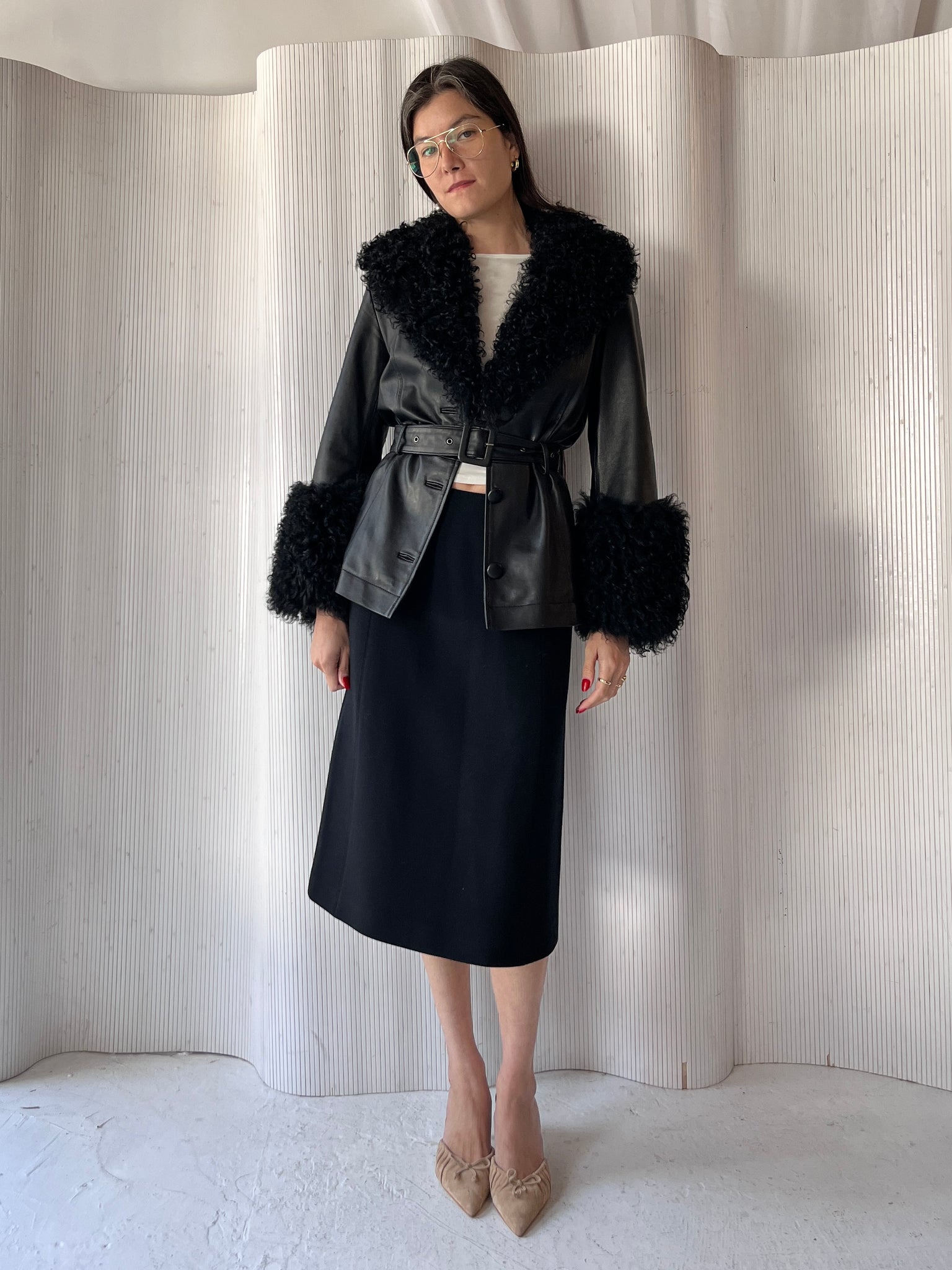 Saks Potts Shorty Shearling Jacket