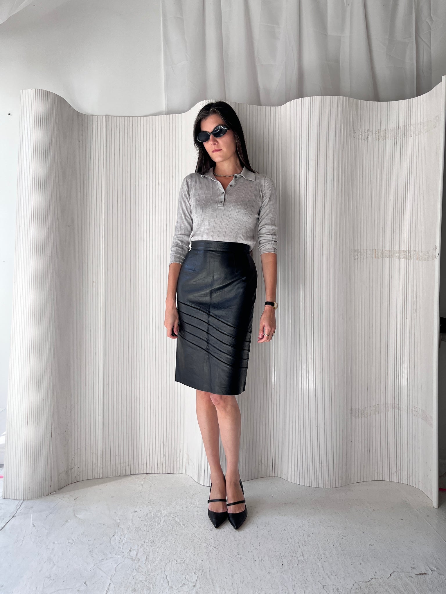 Loewe Vintage Leather Pencil Skirt