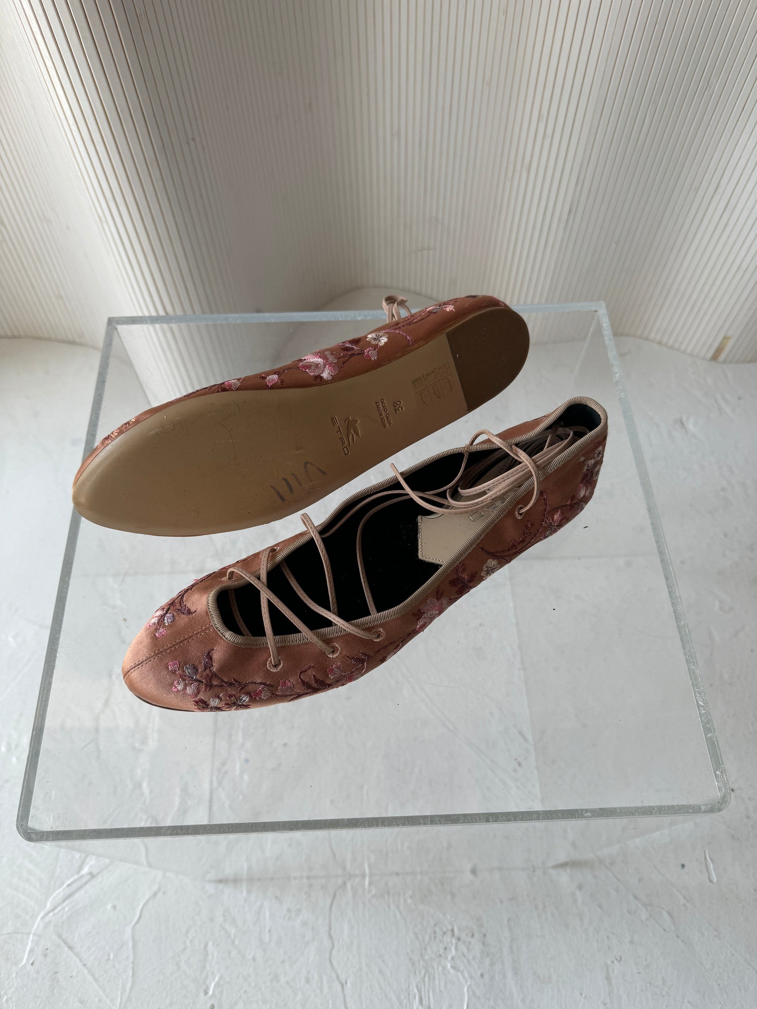 Etro embroidered silk ballet flats