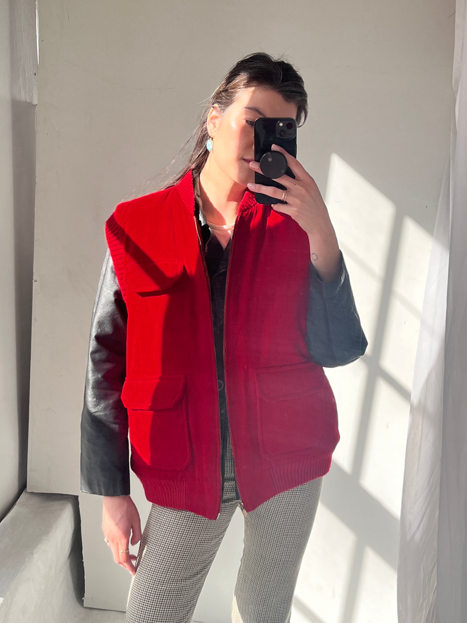 90s Red corduroy winter vest