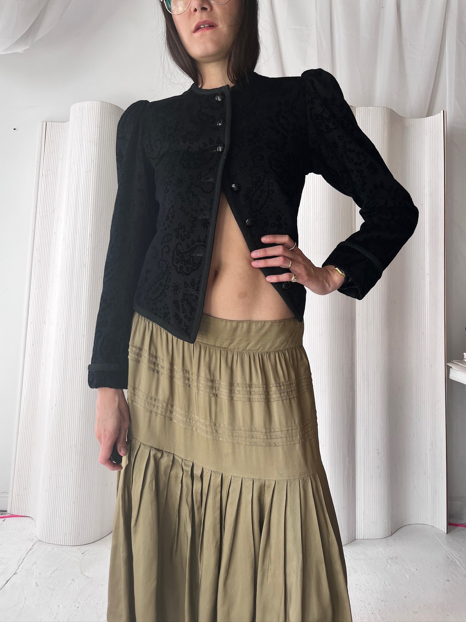 Dries van Noten Sand Pleated Skirt