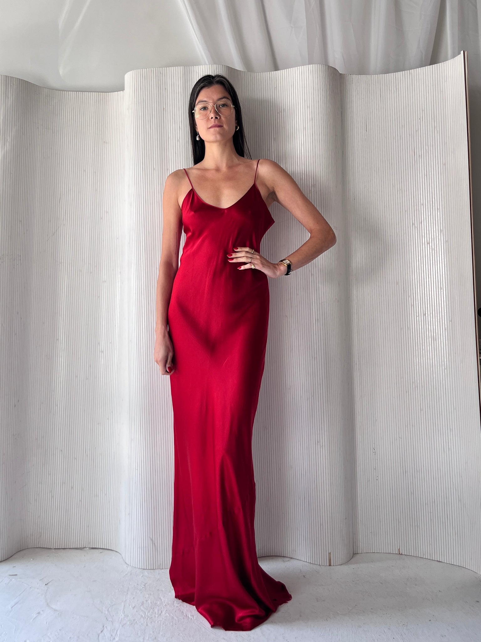 Nili Lotan Silk Red Slip Dress