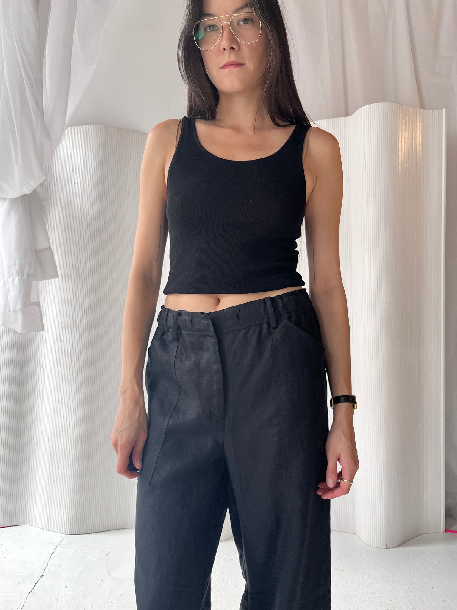 Faithful black linen pant