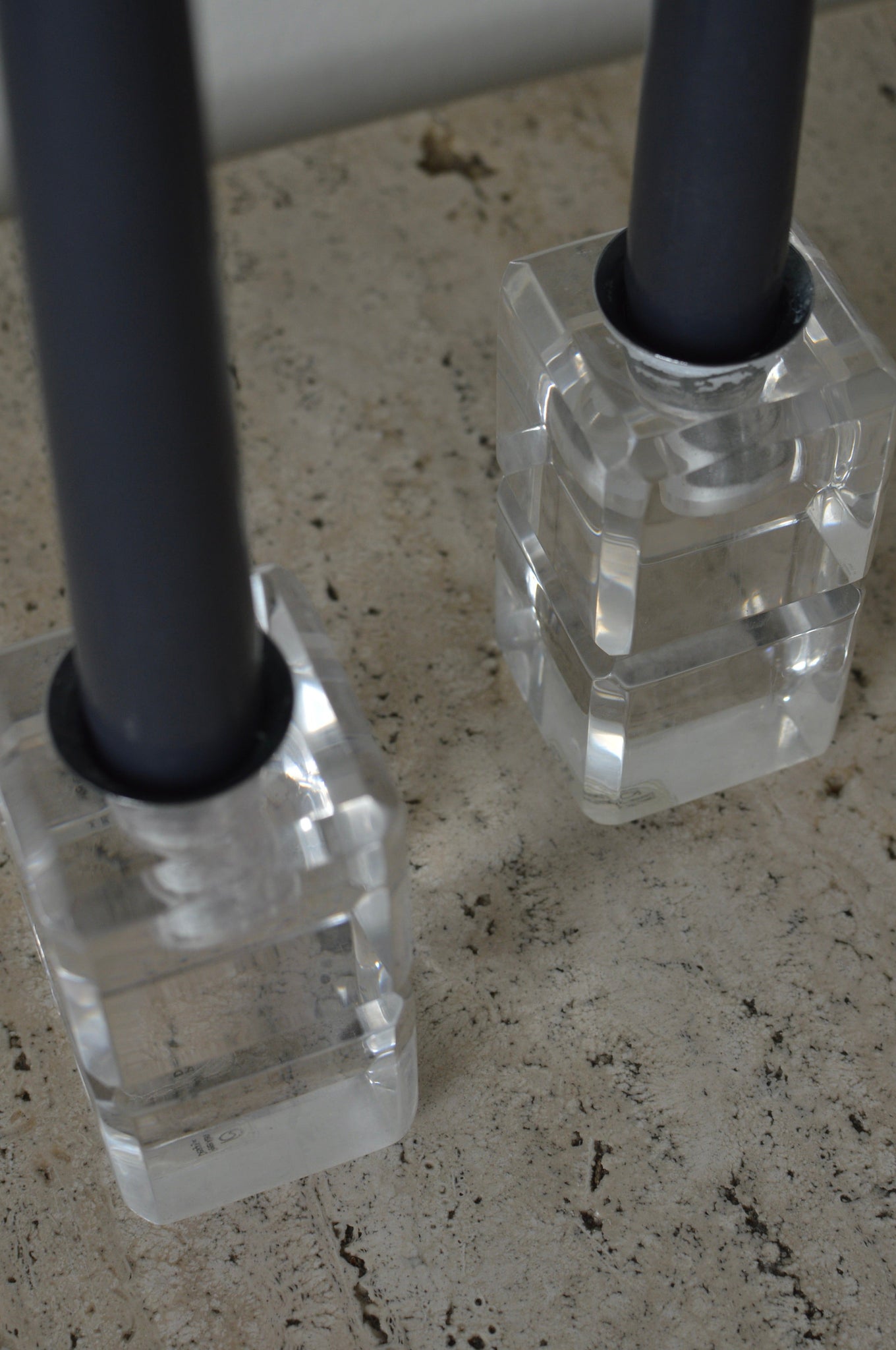 LUCITE CANDLE HOLDERS