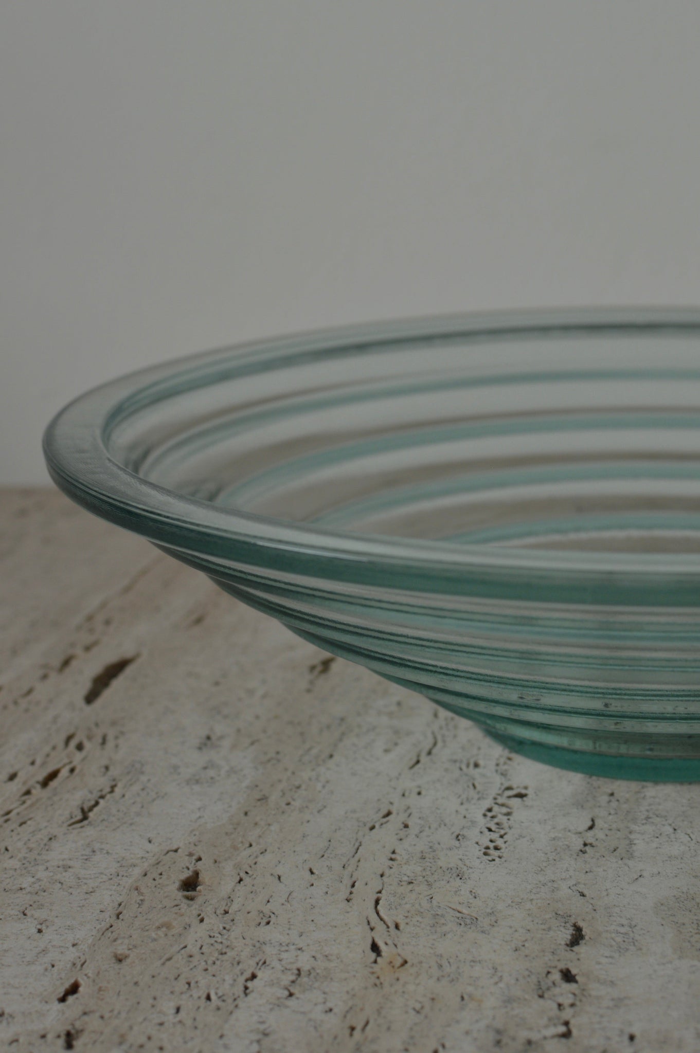 RIBBED GREEN GLASS BOWL