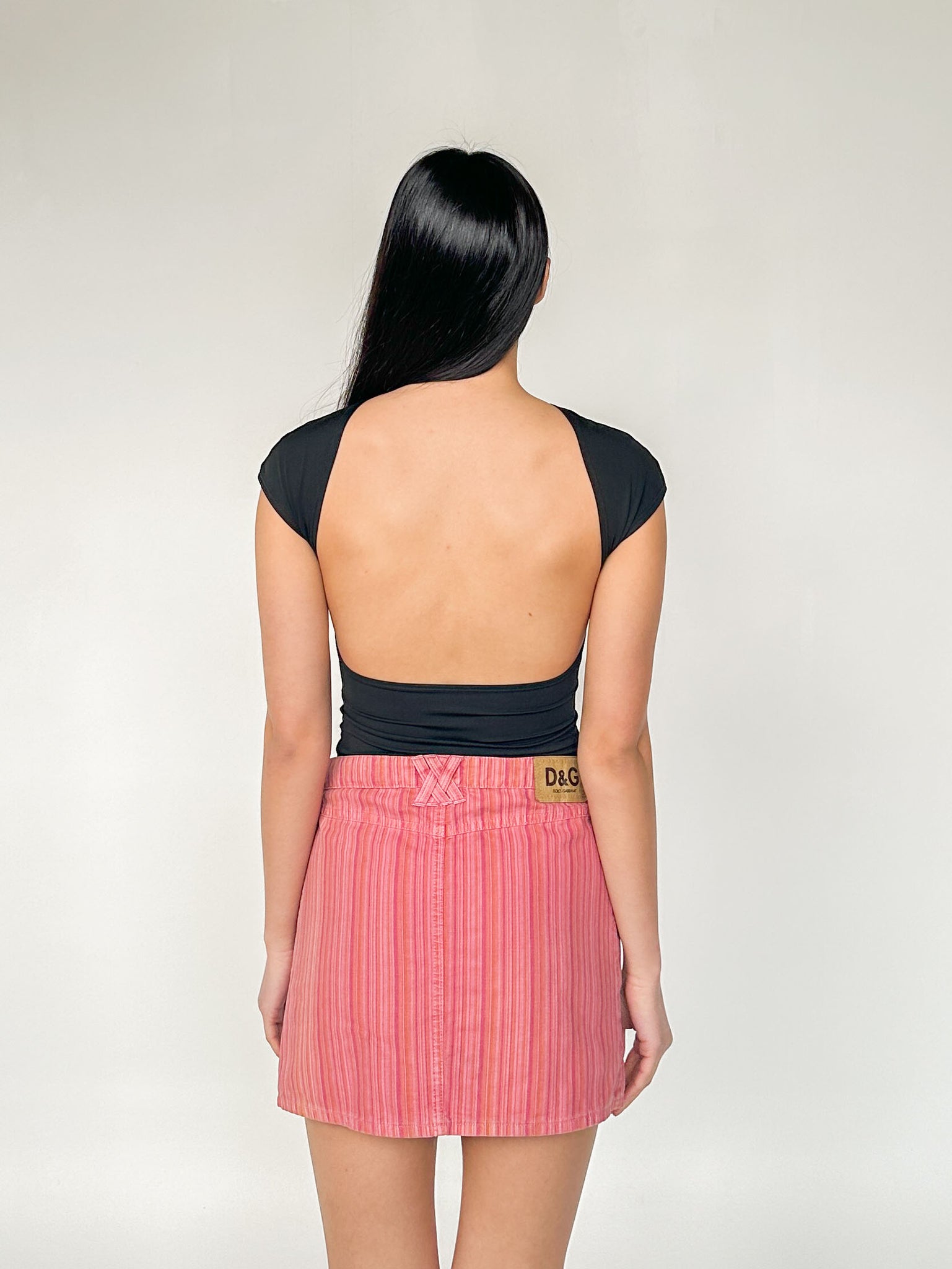 Y2K Dolce & Gabbana Pink Pinstriped Mini Skirt (S)