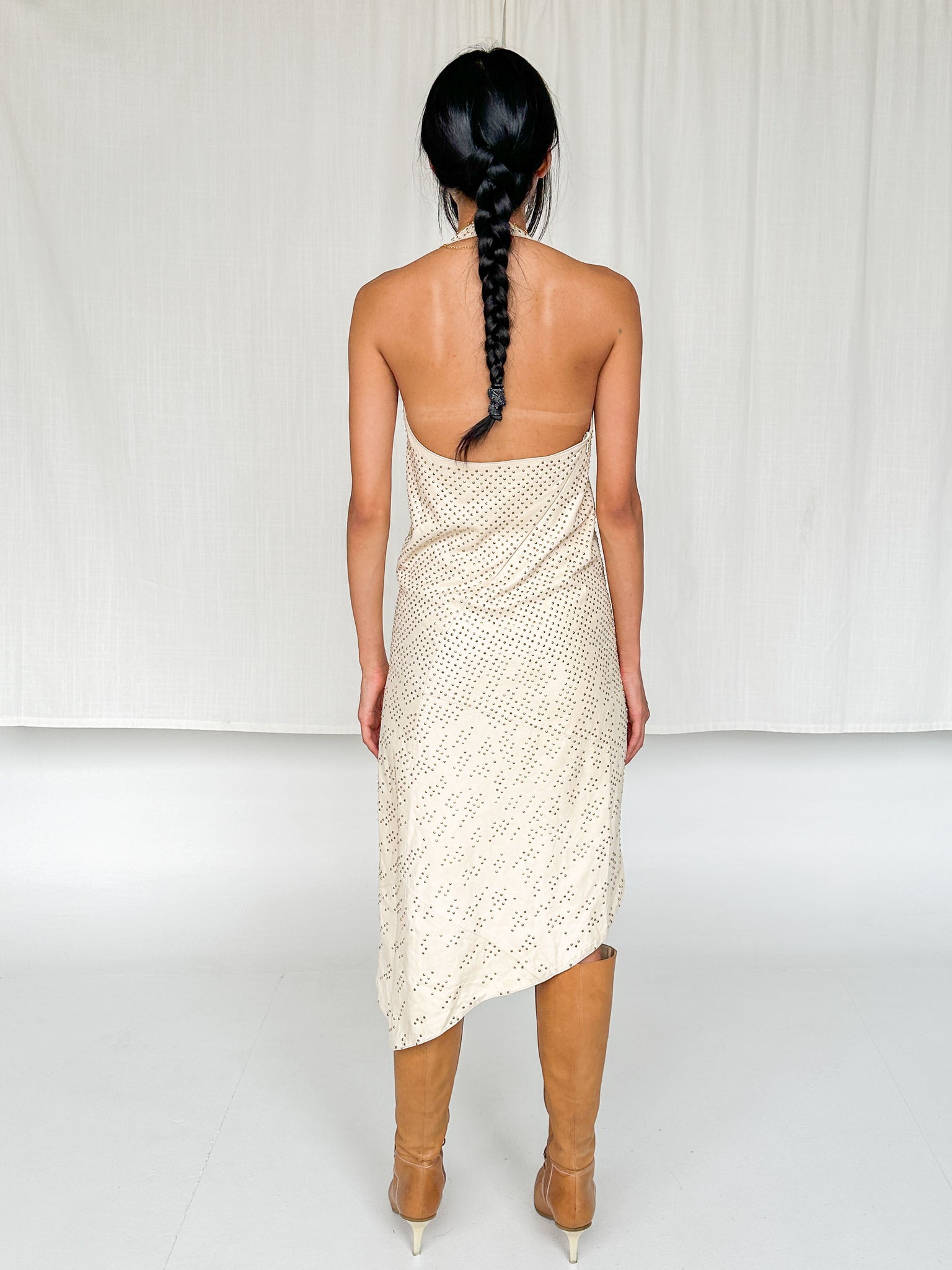 Donna Karan Lambskin Studded Dress