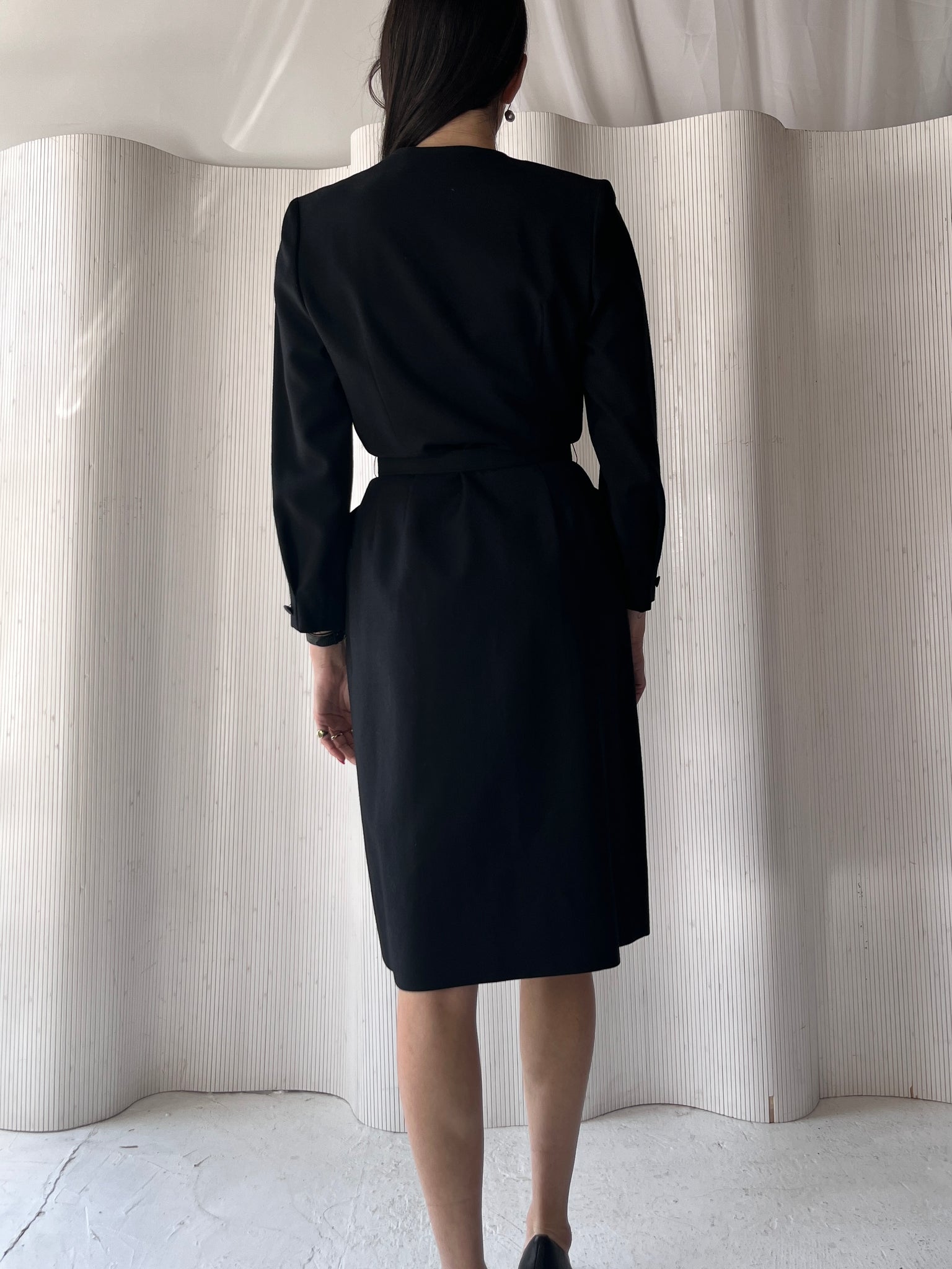 Dior Black Wool Belted Dress