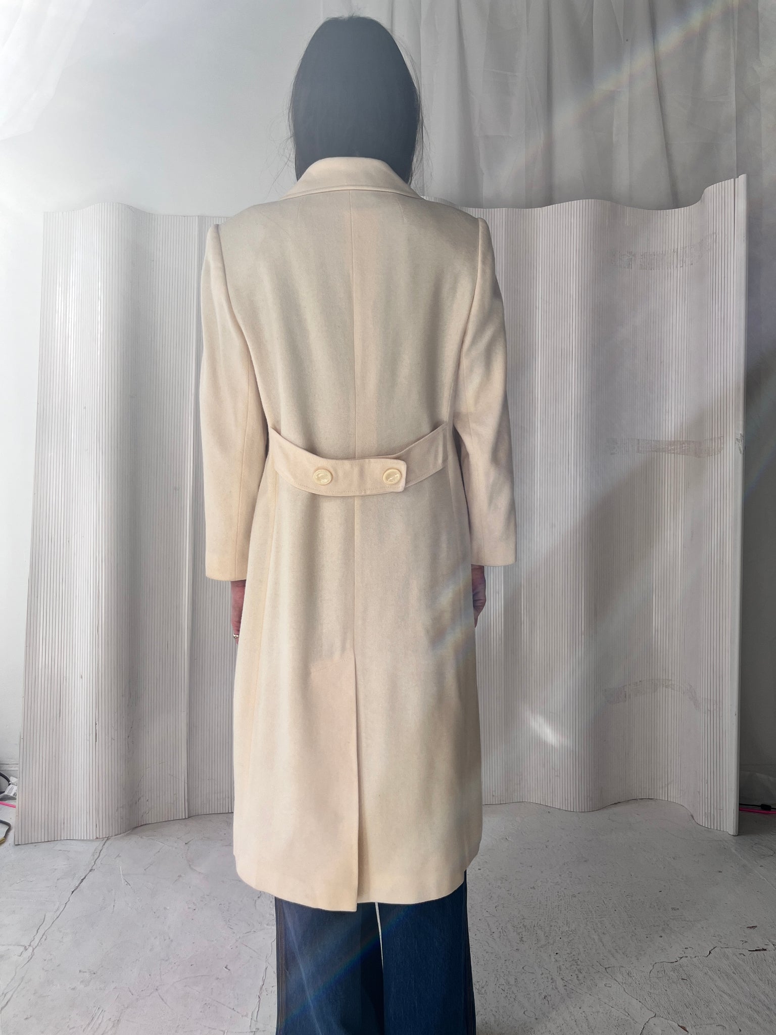 Cream wool long coat