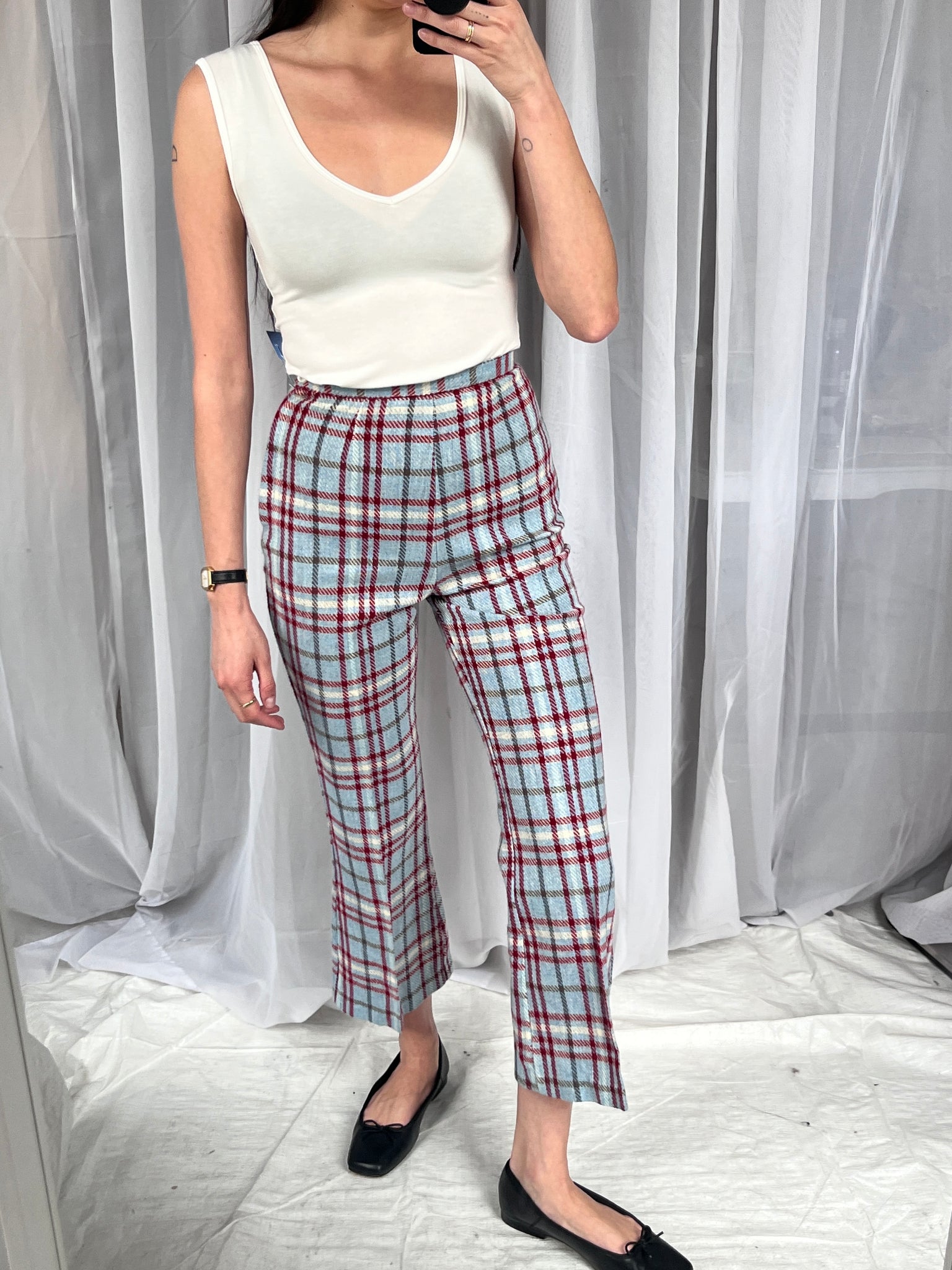 Blue & Red Plaid Pant