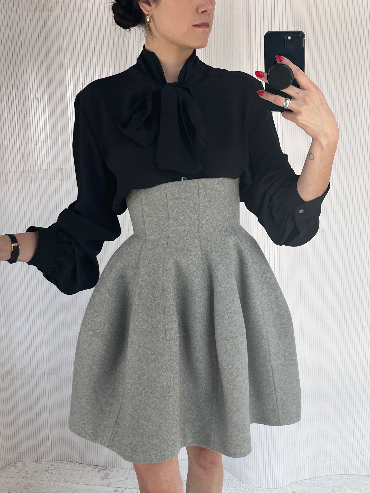 Alaïa gray structured skirt