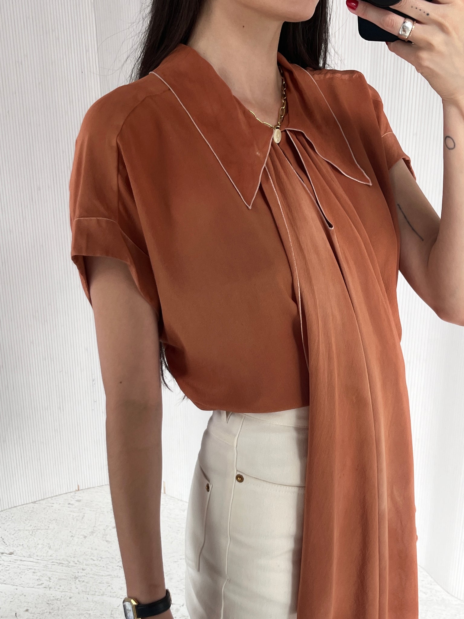 70's / 80's Karl Era Chloe Overdyed Silk Sash Top