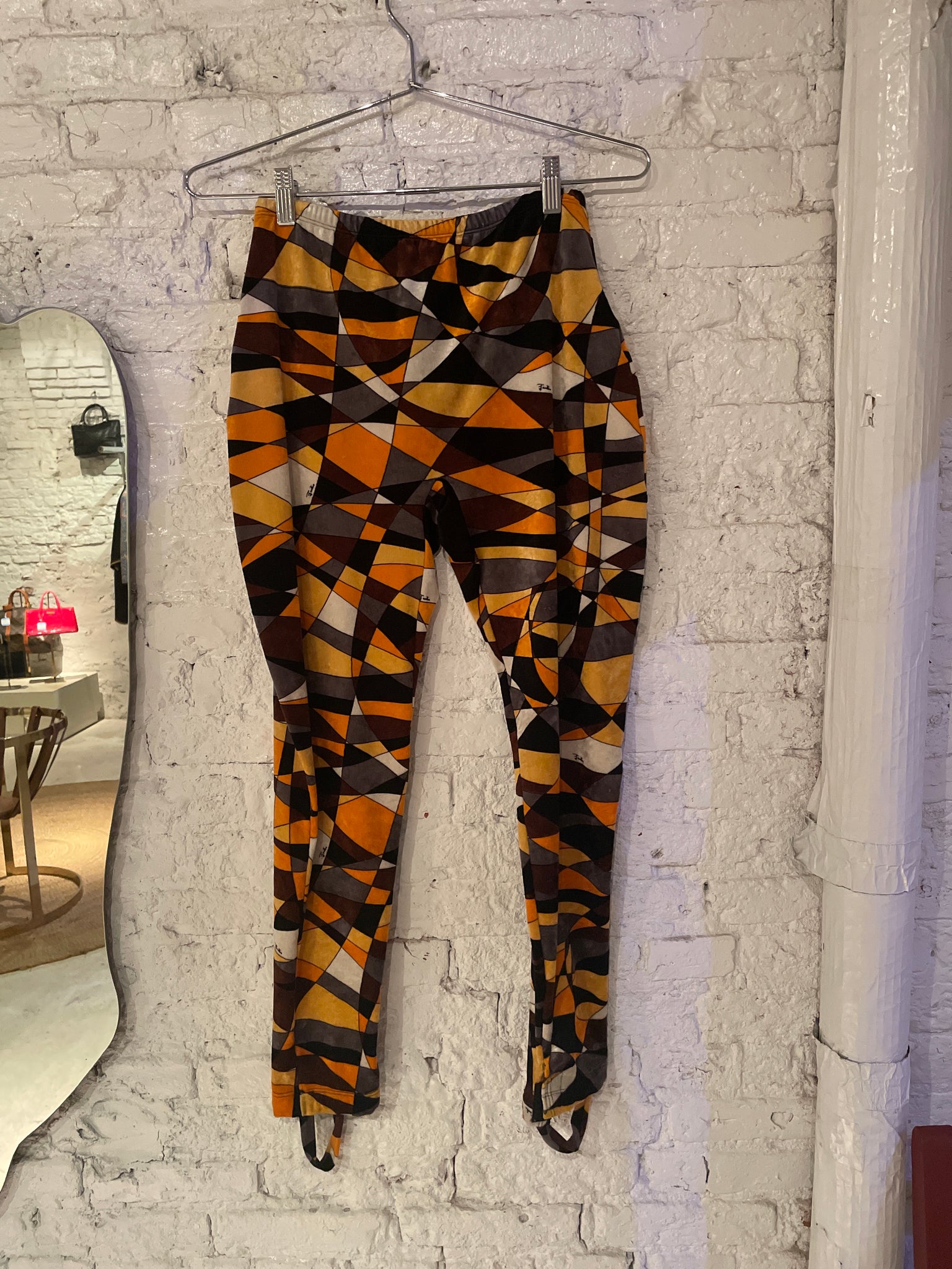 Emilio Pucci Velvet Graphic Print Leggings (1980s/1990s)