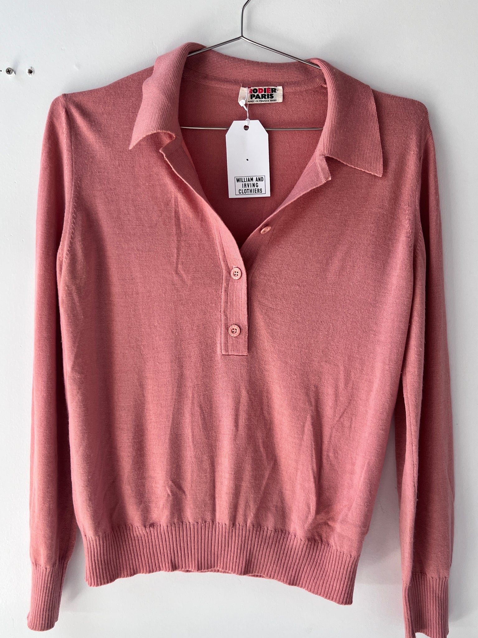 Rodier Paris Clay/Pink Collared Sweater