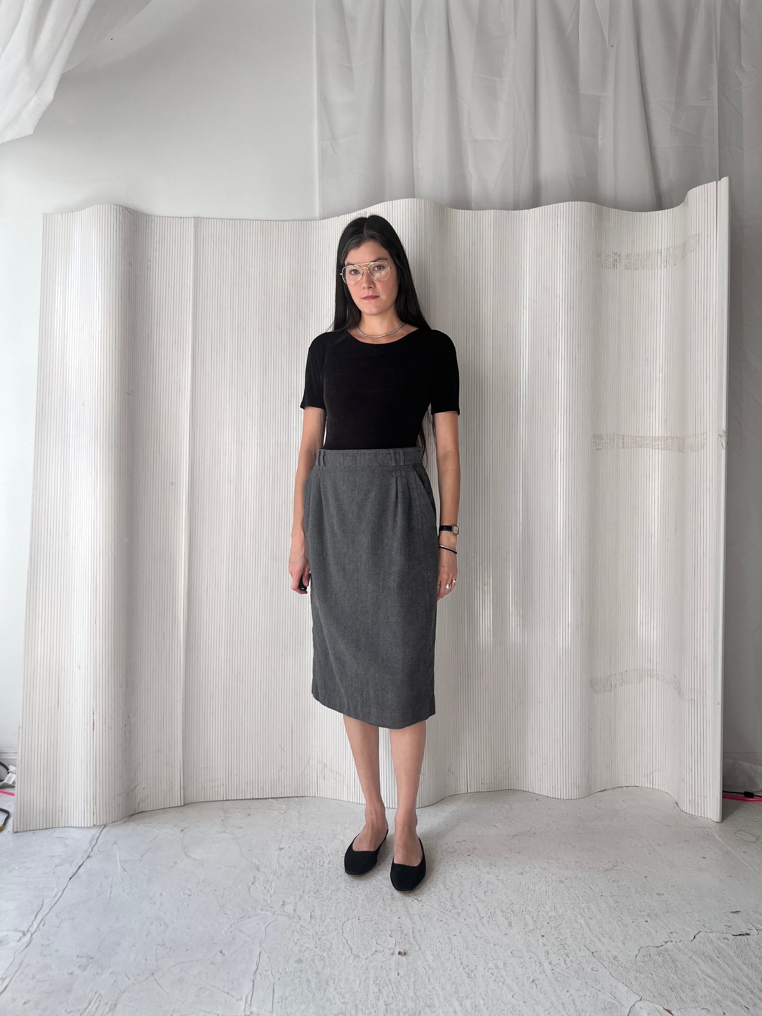 Escada grey wool pencil skirt