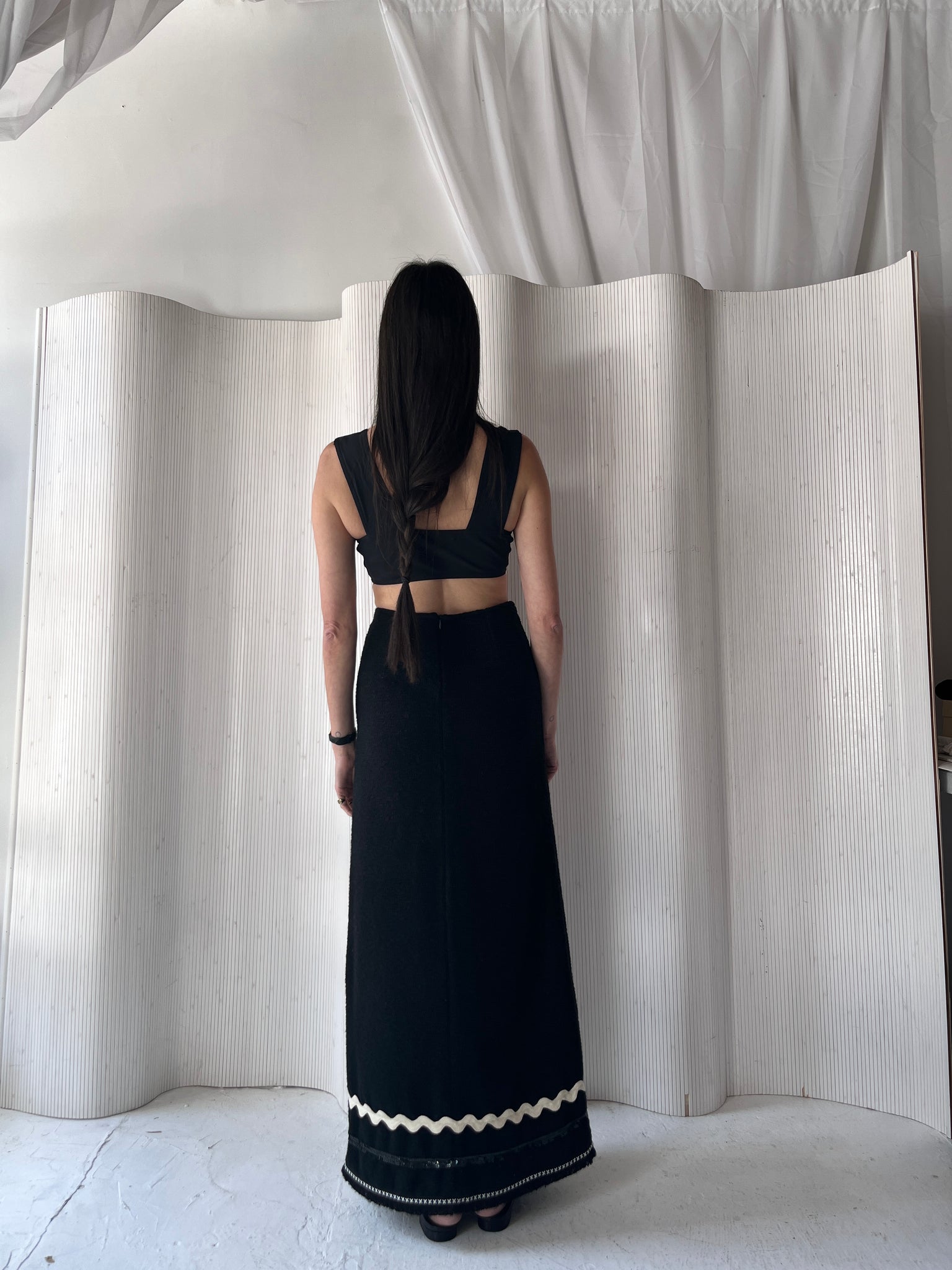 Black Wool Maxi Skirt