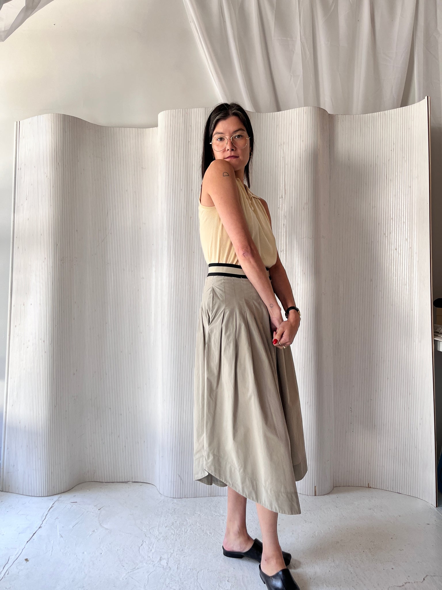 Pleated Skirt with Elastic Waist