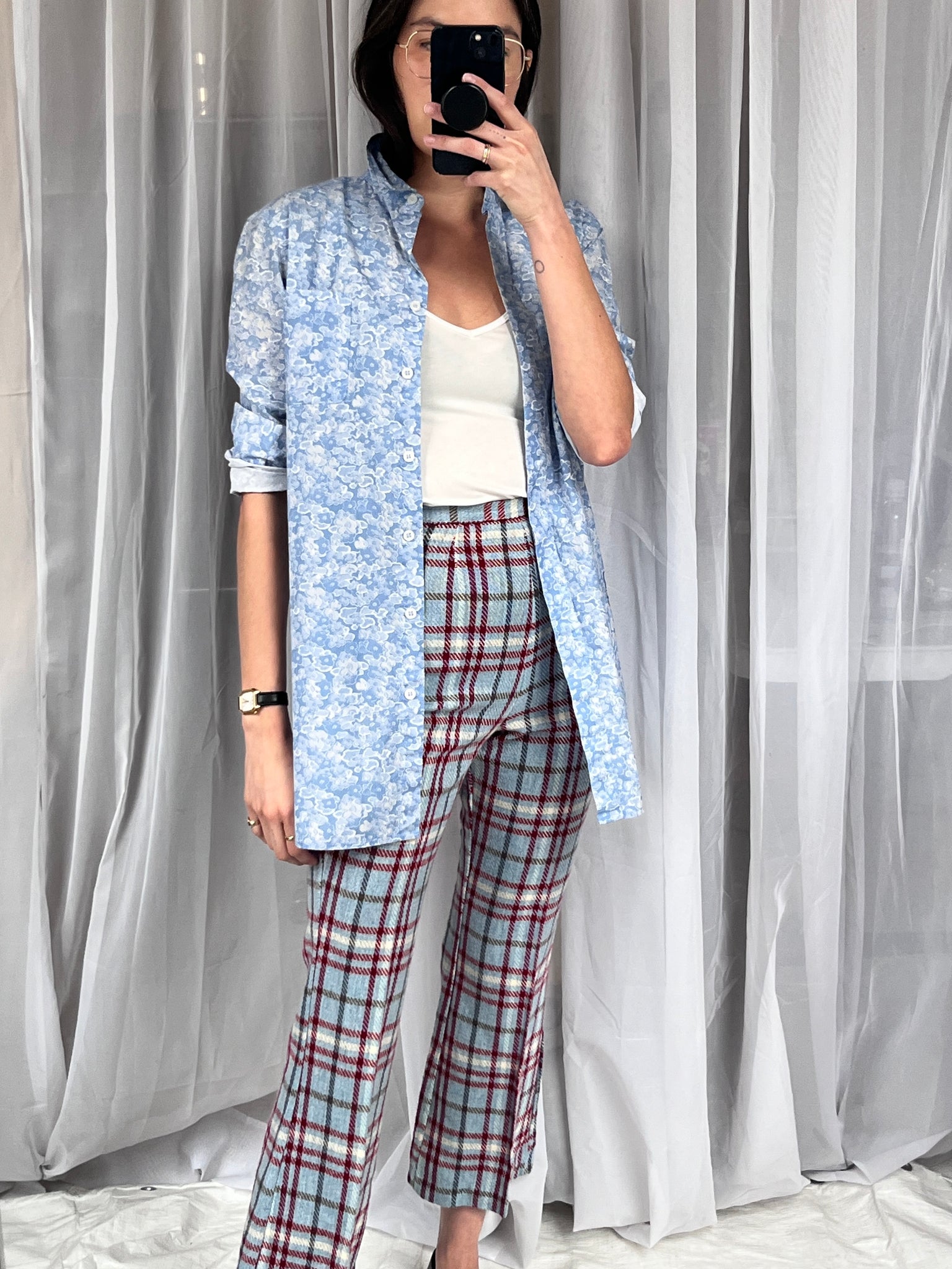 Blue & Red Plaid Pant