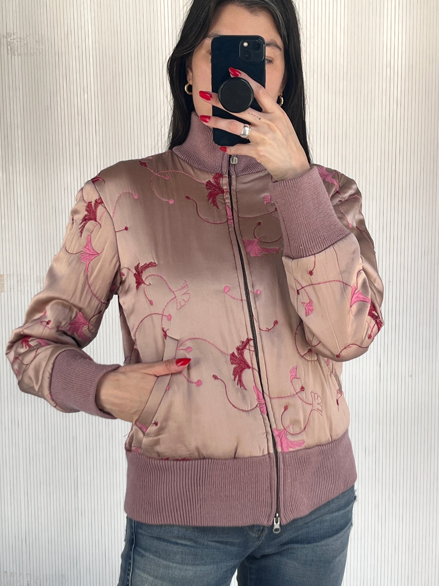 Guess silk embroidered bomber