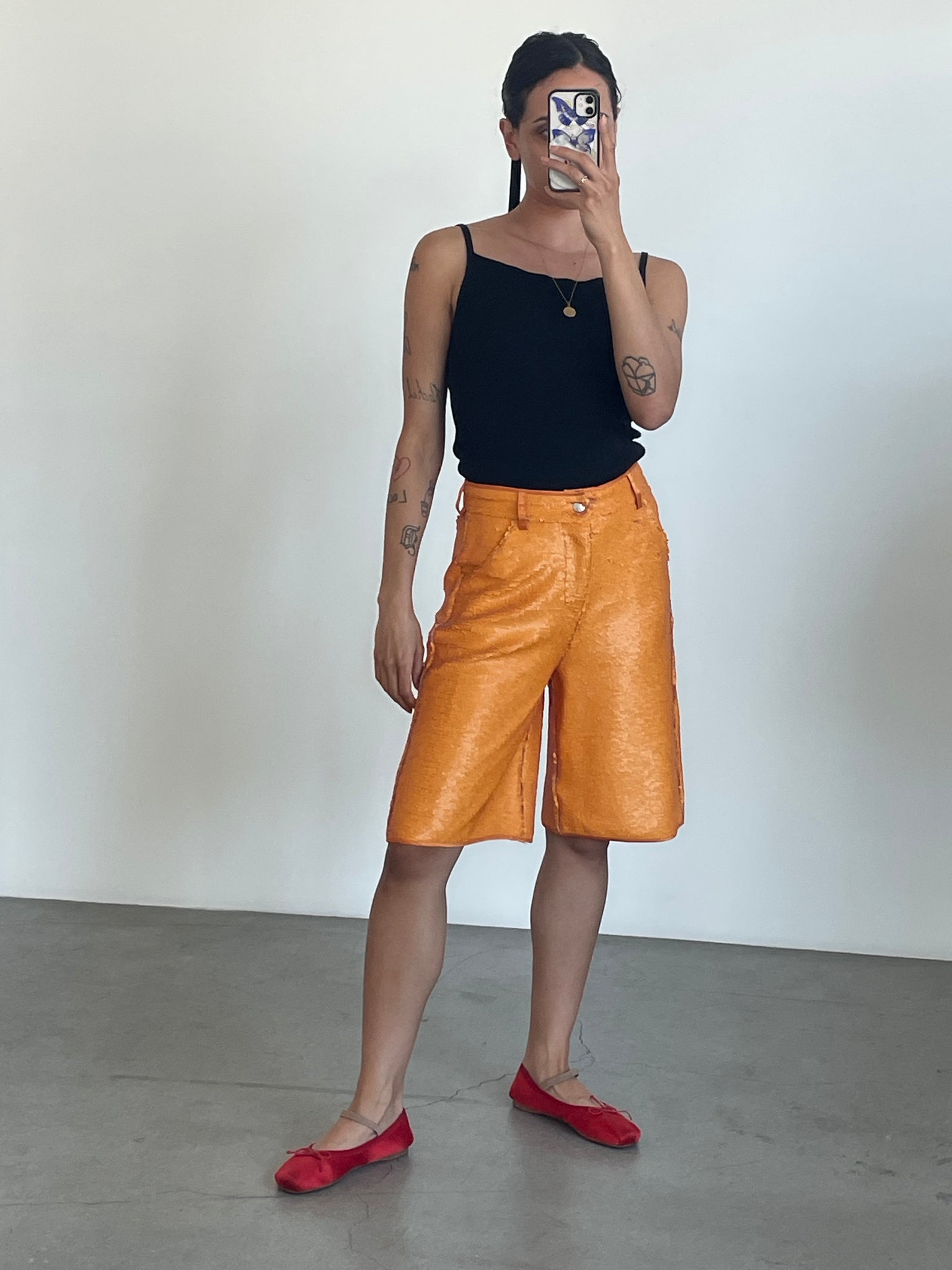 SM matte sequin orange long short