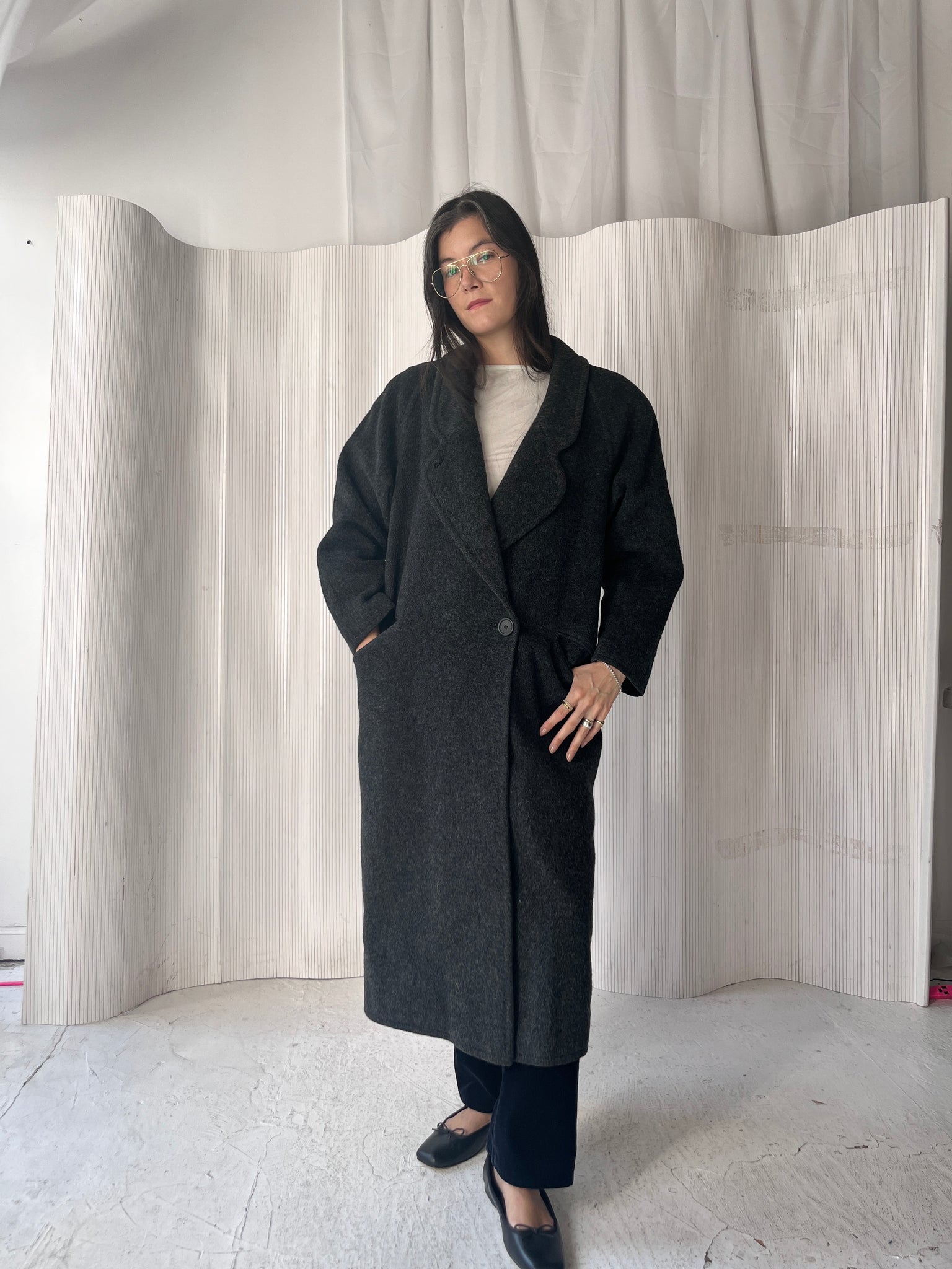 Charcoal Melange Wool Coat