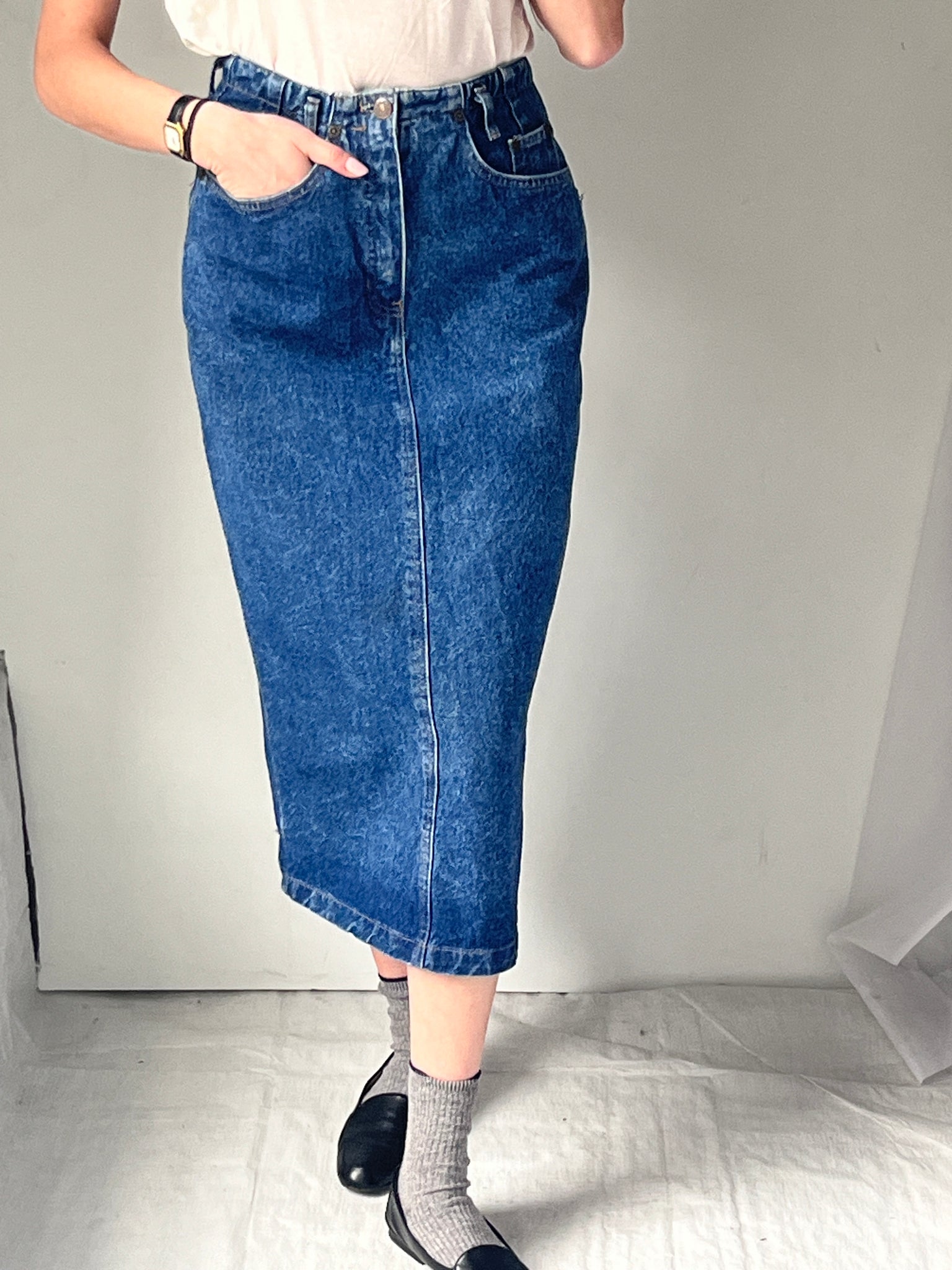 Vintage Gap Denim Skirt with Button Slit