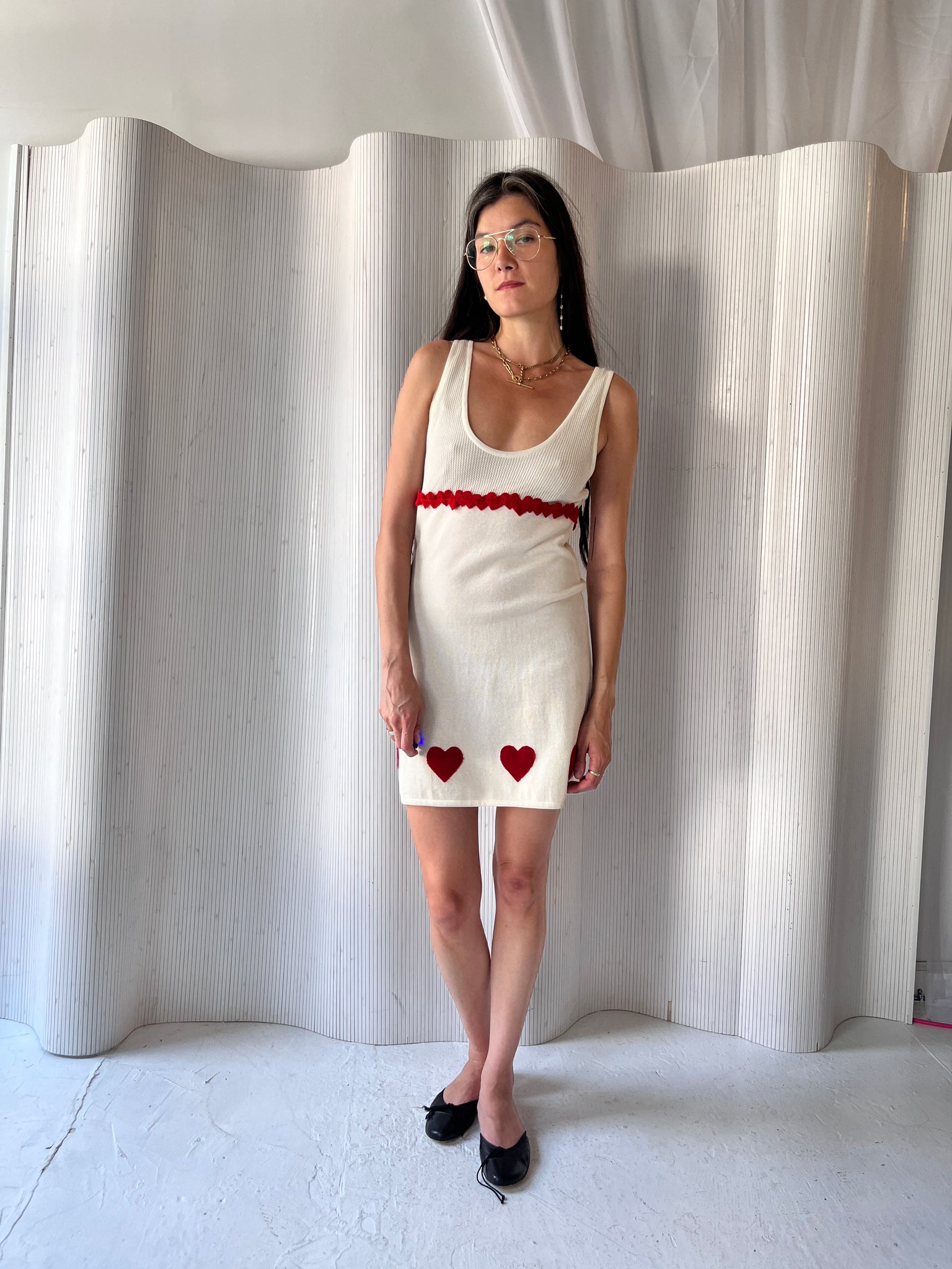 Giamba white & red heart dress