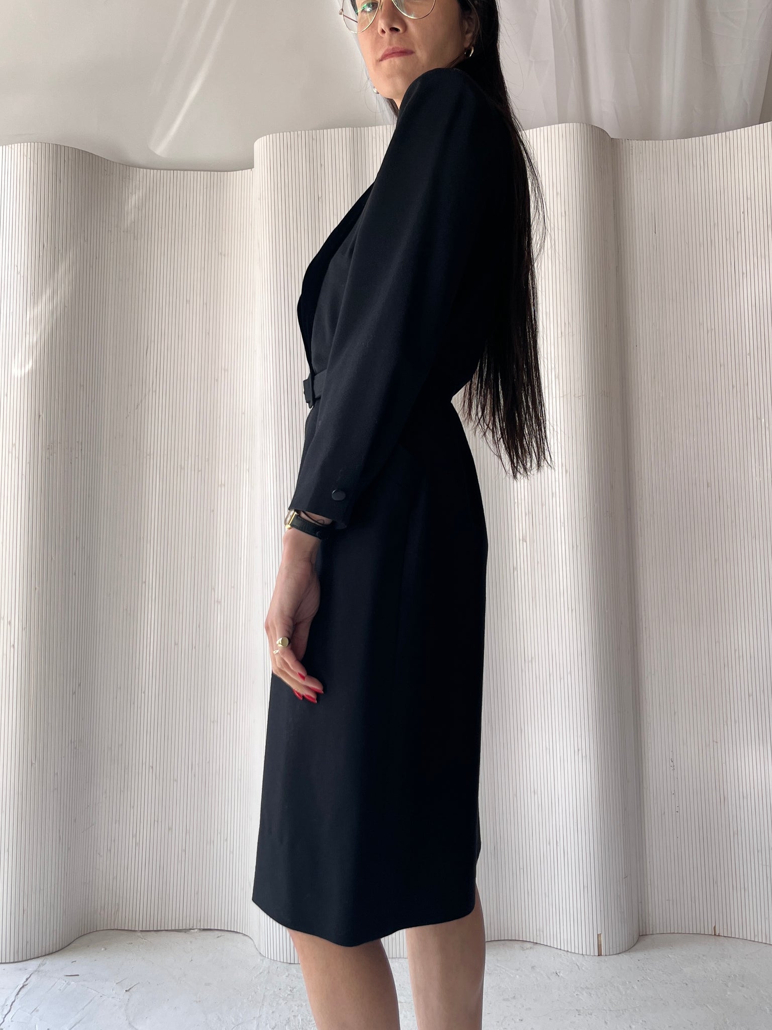 Dior Black Wool Belted Dress