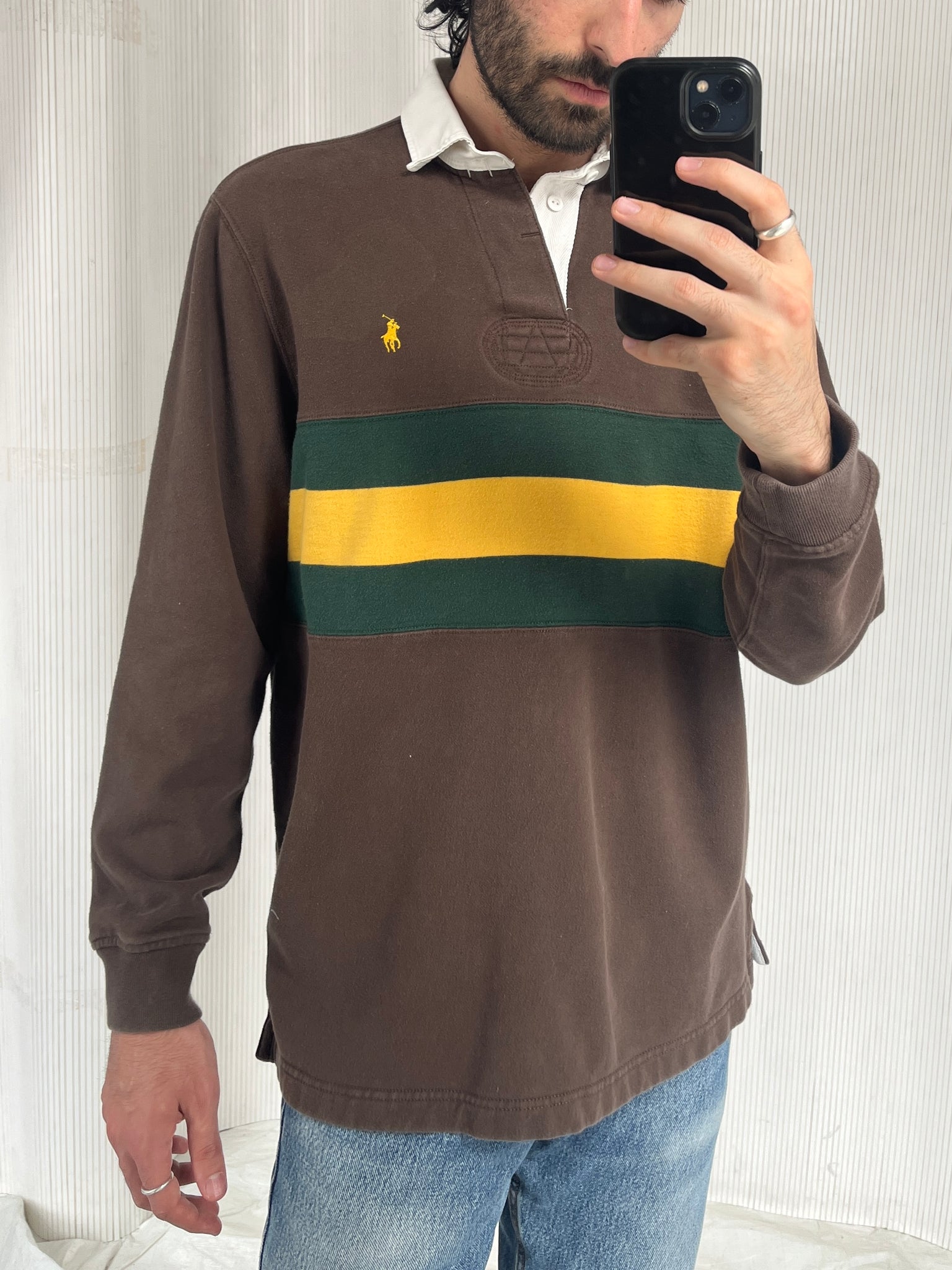 Polo Ralph Brown, Green, Yellow Rugby, M