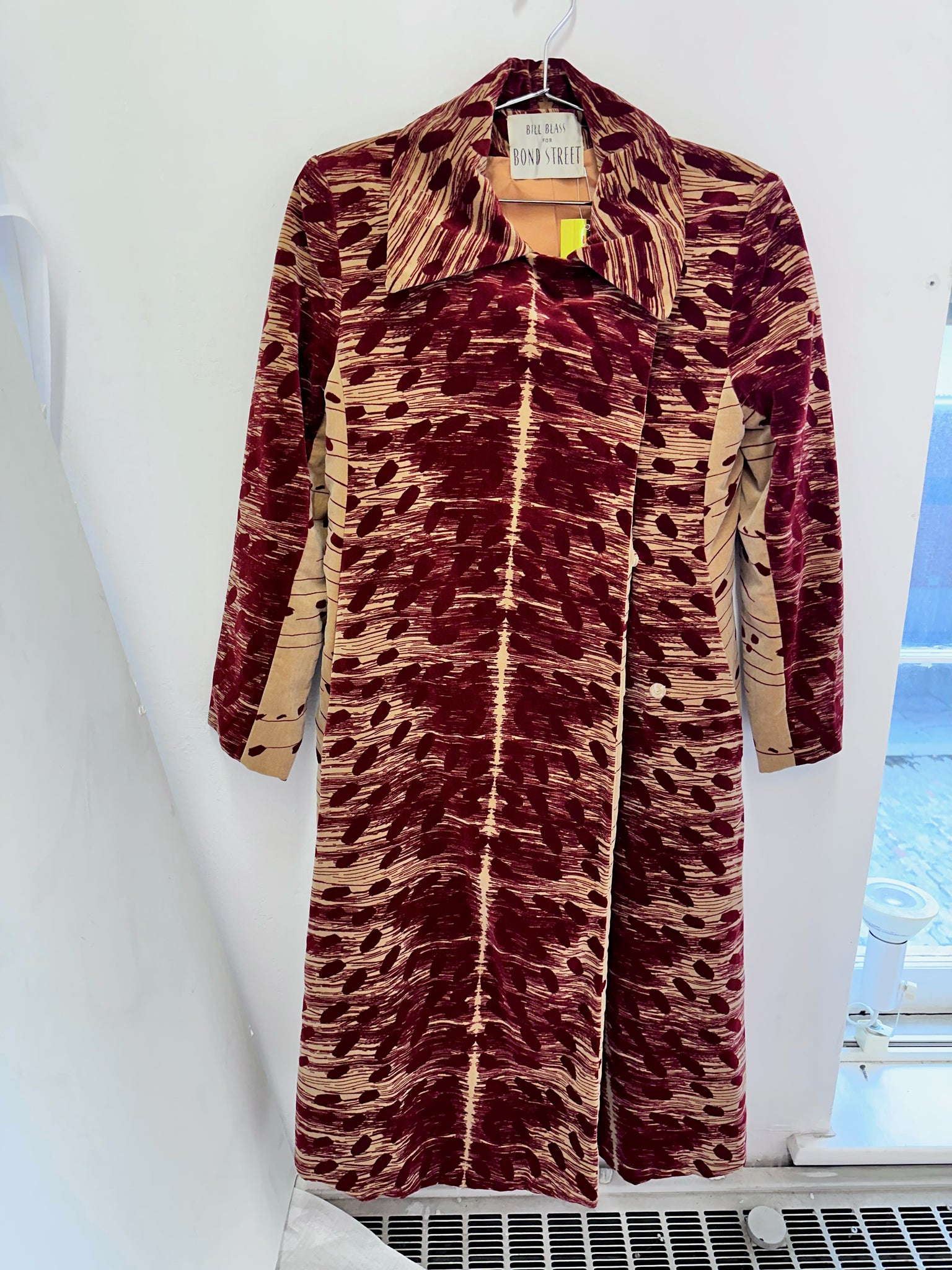 Bill Blass Crimson and Caramel Velvet Leopard Coat