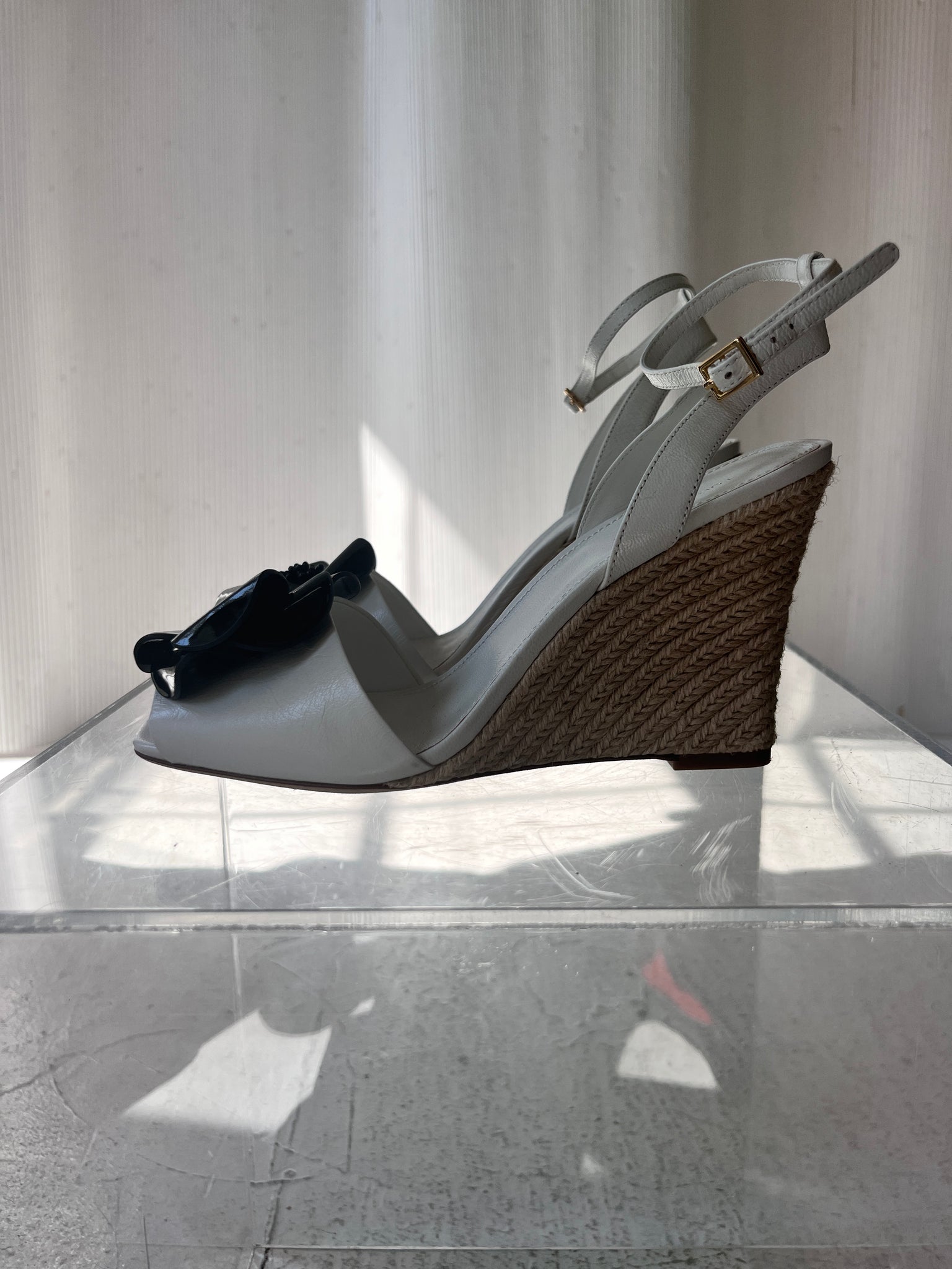 Tory Burch white leather wedge