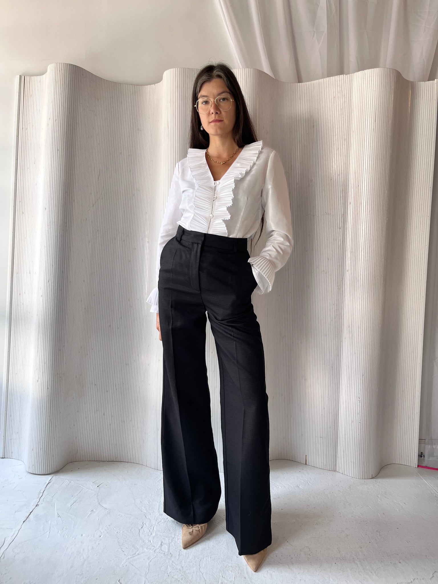 Sezane black linen pant