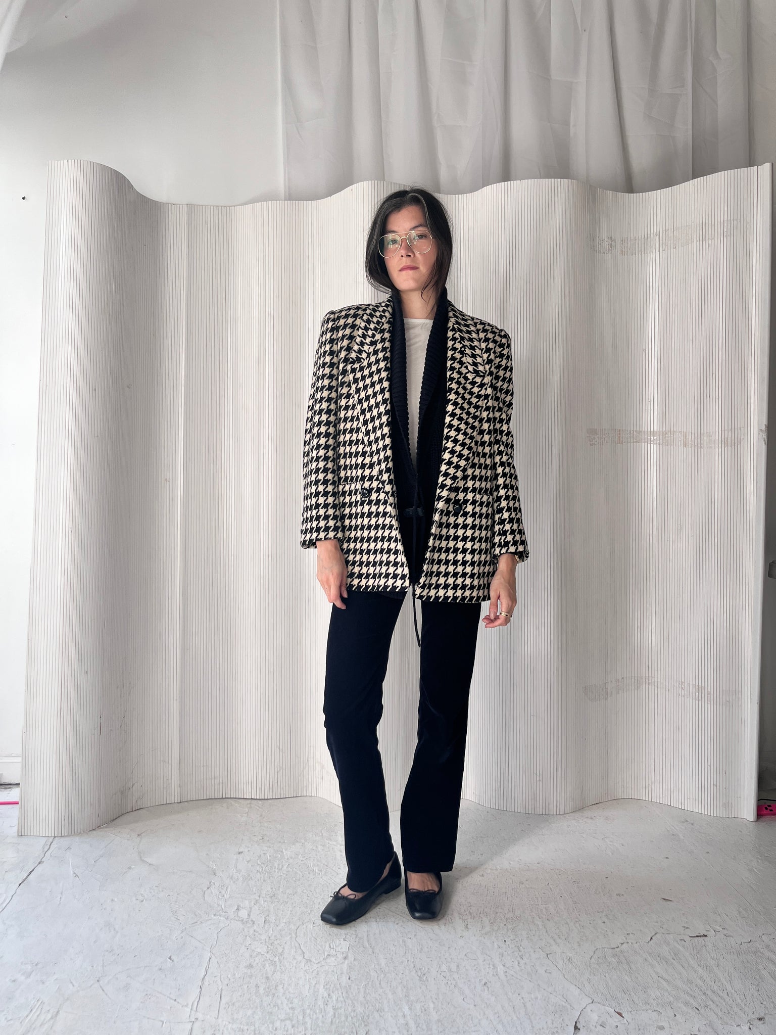 Vintage Wool Houndstooth Blazer