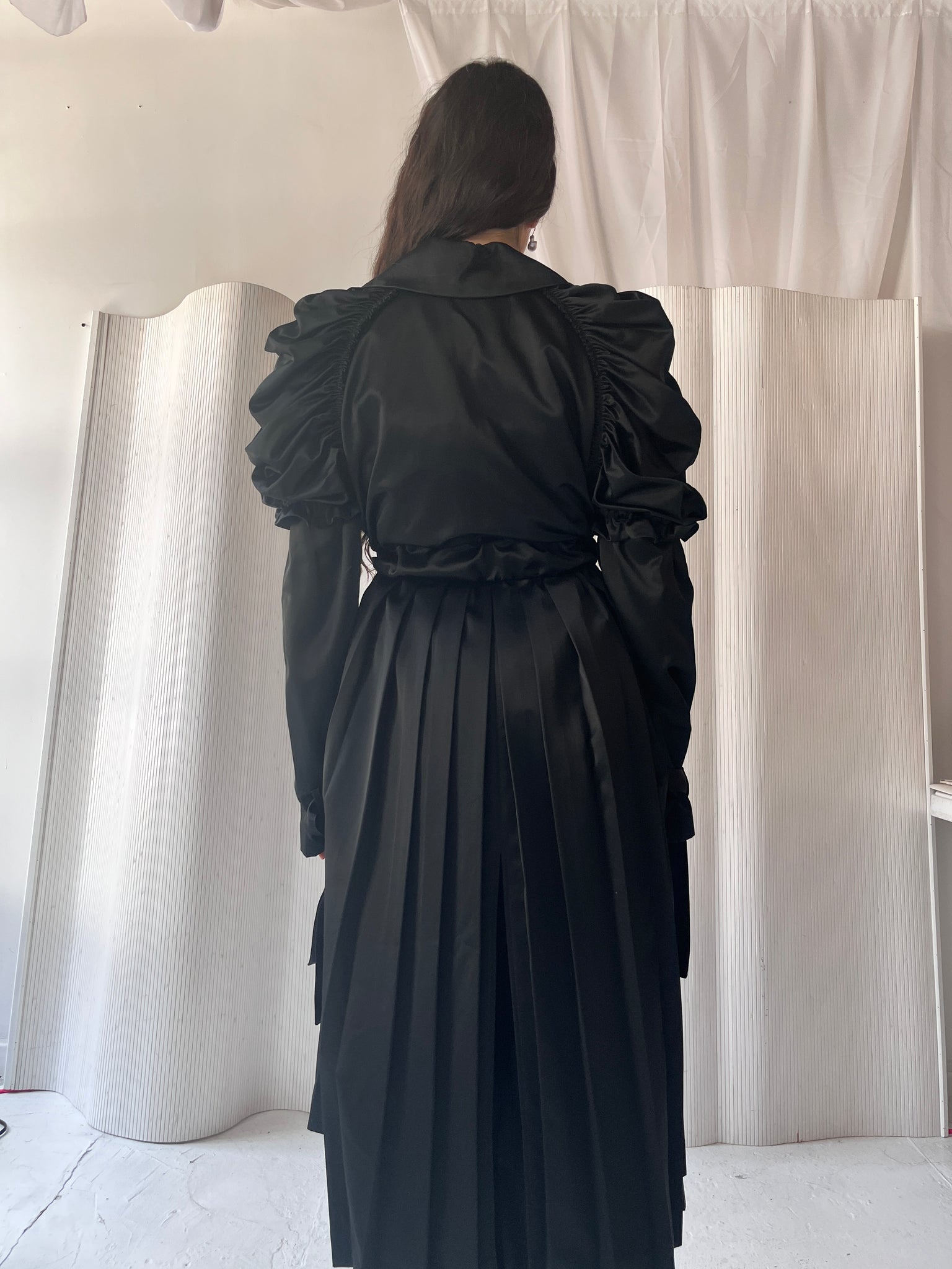 Black satin opera coat