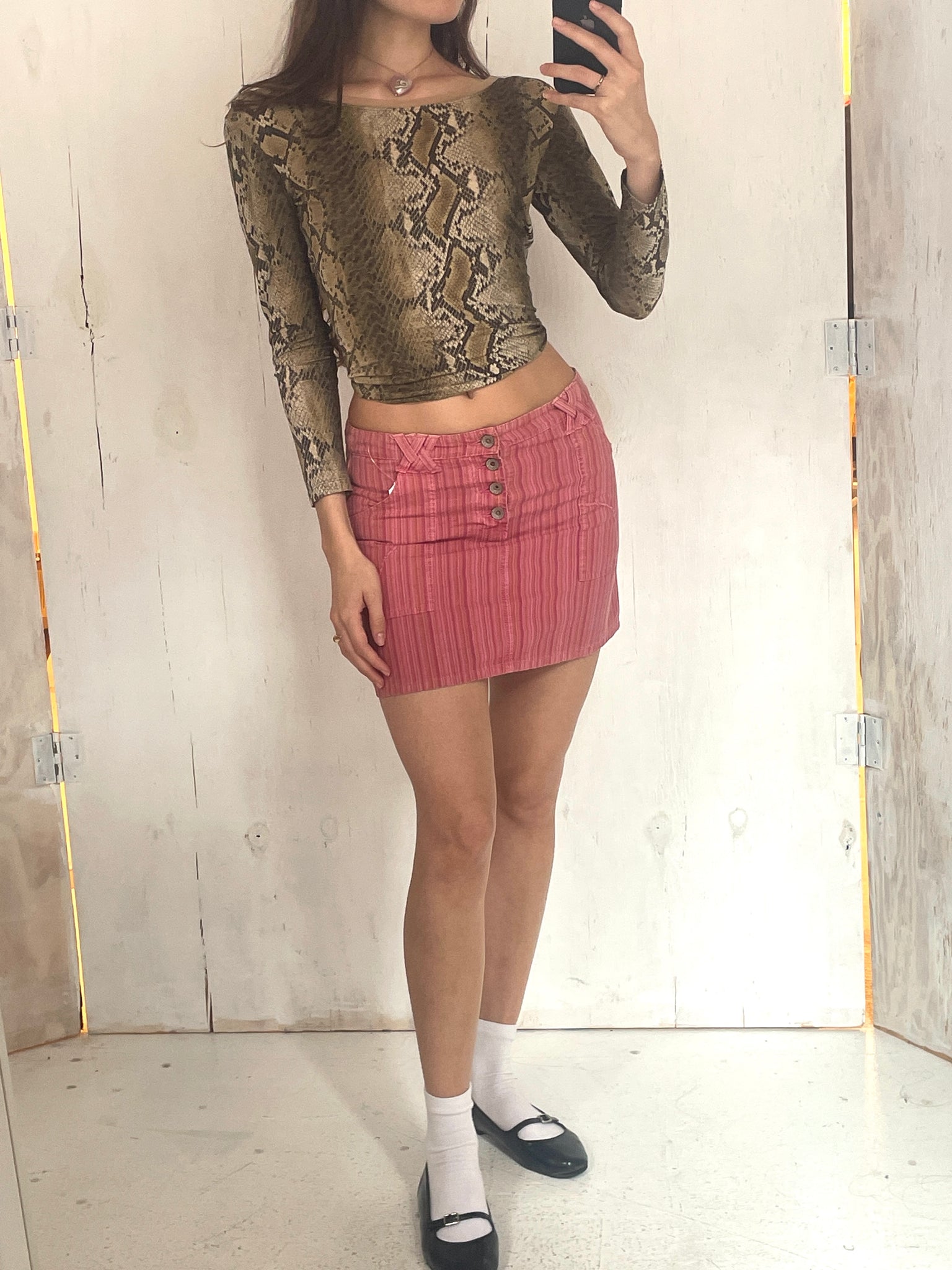 Y2K Dolce & Gabbana Pink Pinstriped Mini Skirt (S)