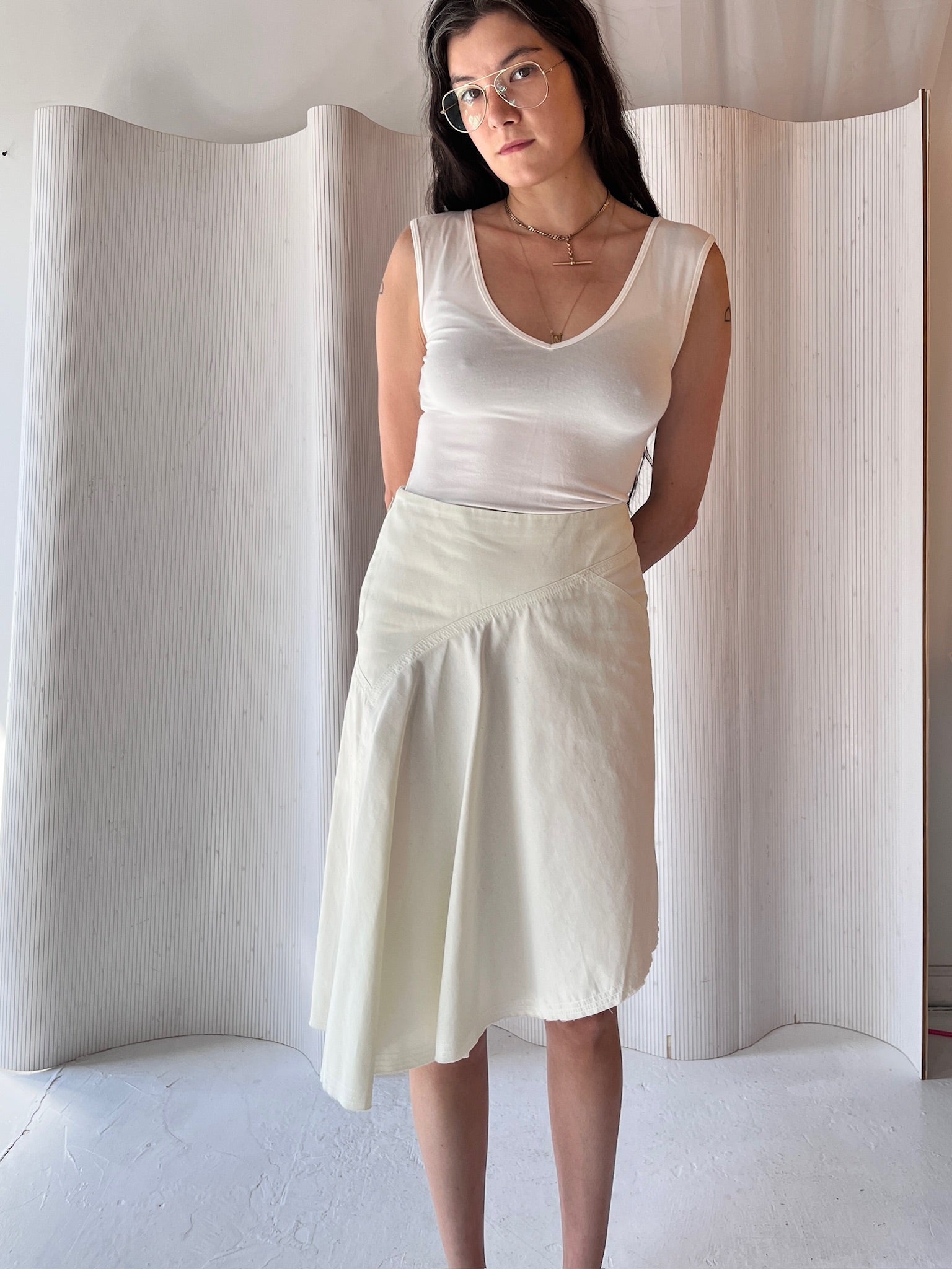 Faithfull pale lime skirt