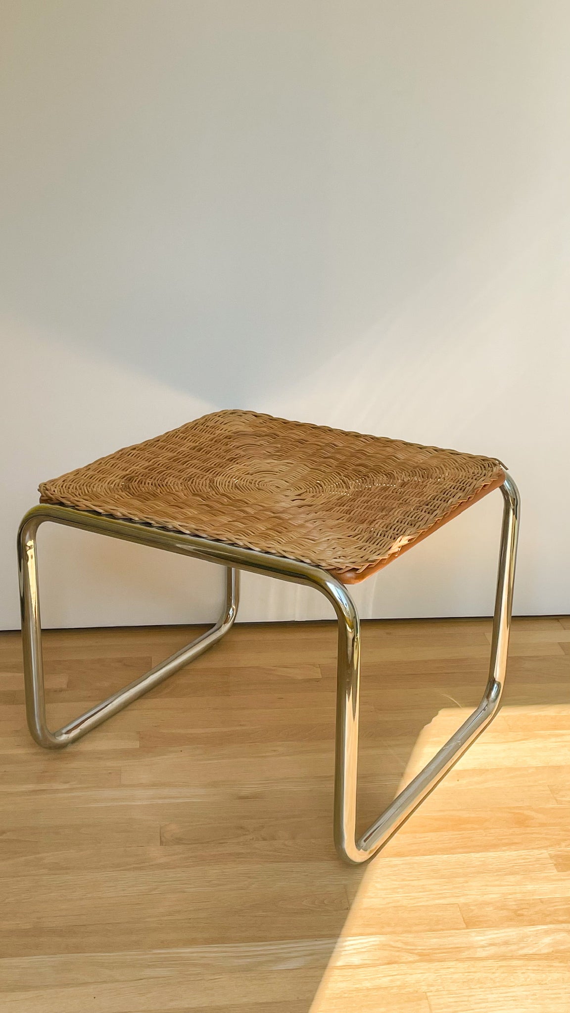 Martin Visser Wicker and Chrome Cantilever Coffee Table