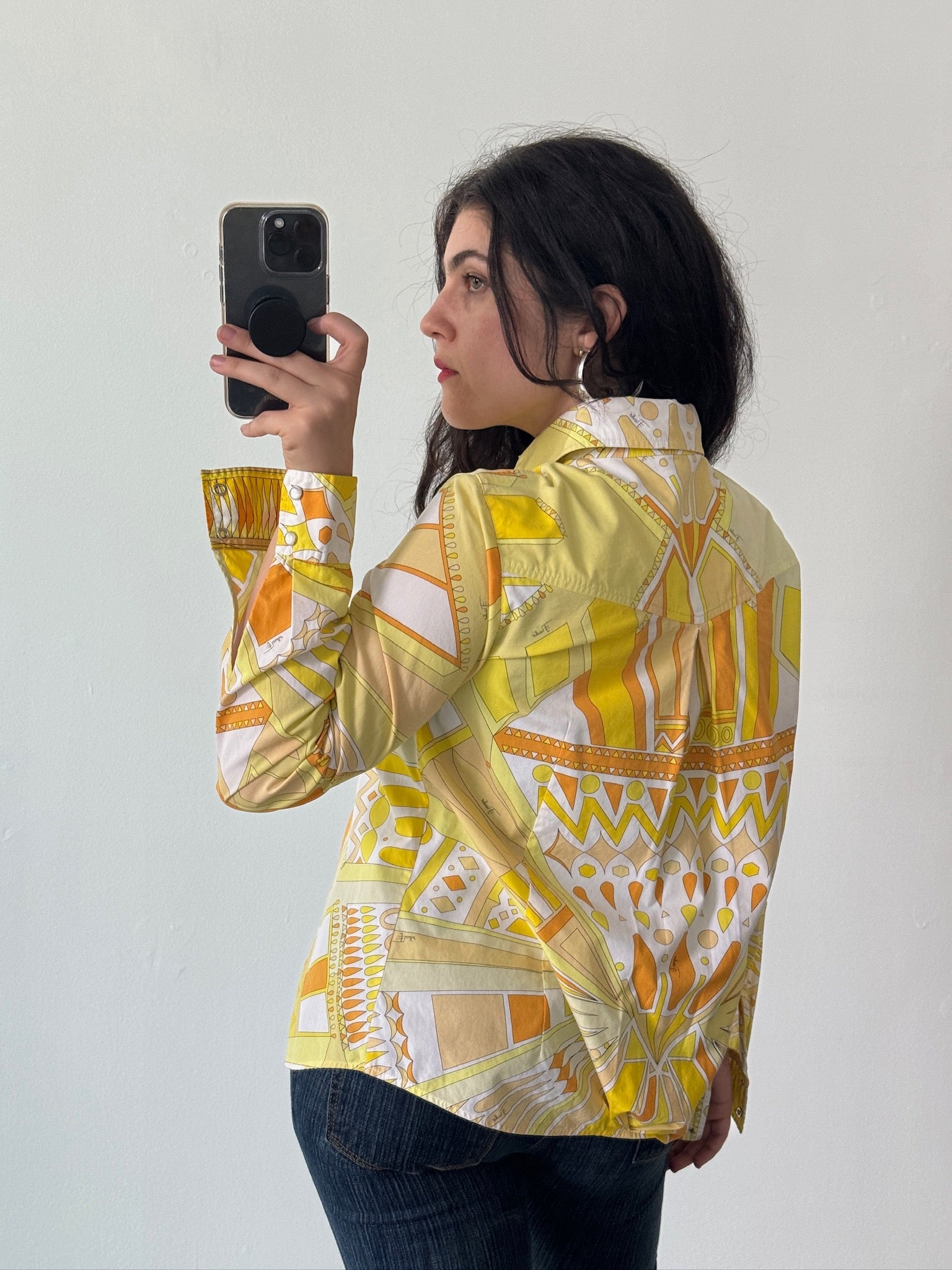 Pucci yellow western button up top
