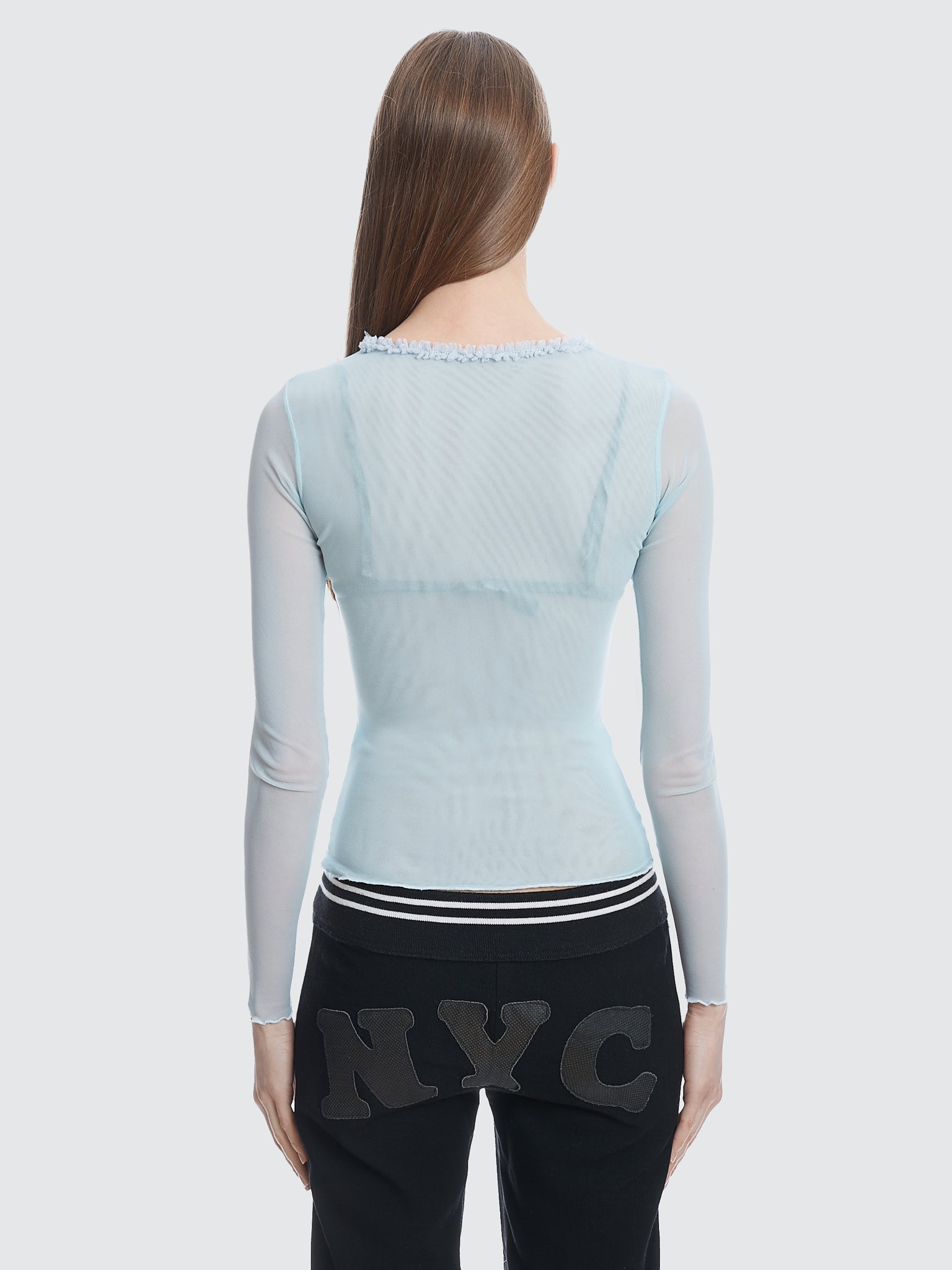 Nylon Mesh Heart Blouse